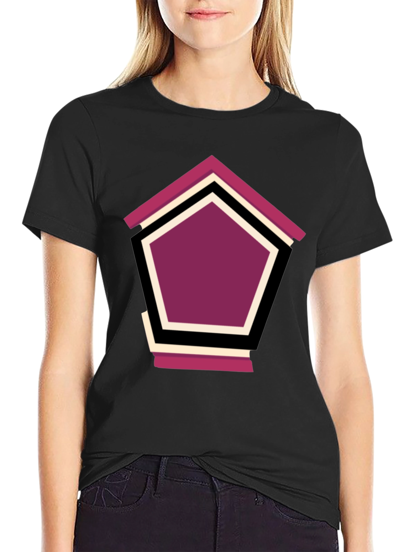 Black Geometric Penthouse T-Shirt - Stylish Design view 2