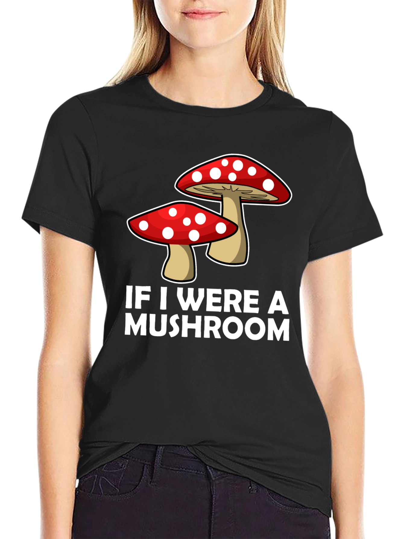 Black Mushroom Graphic Tee - Funny Men's Crew Neck T-Shirt view 2