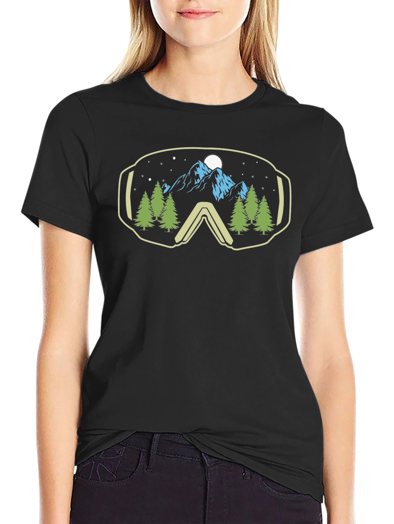 Black Mountain View Ski Goggles Graphic Tee view 2