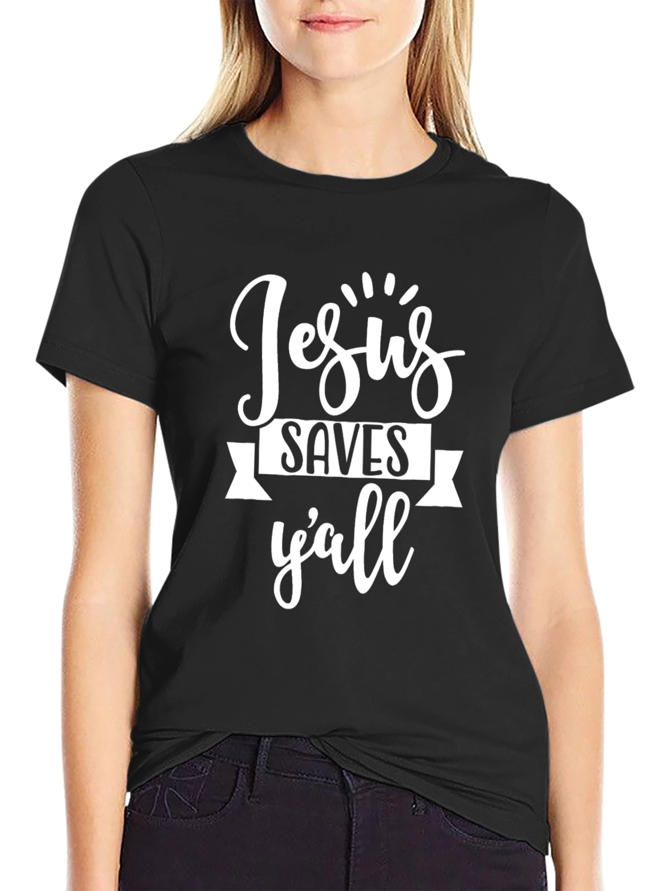 Black Jesus Saves Y'all Graphic Tee - Unisex view 2