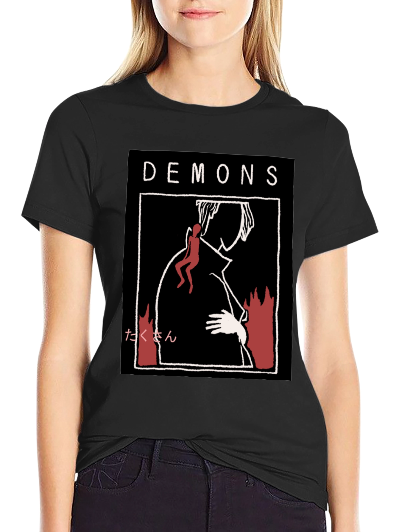 Black Demons Graphic Print T-Shirt view 2