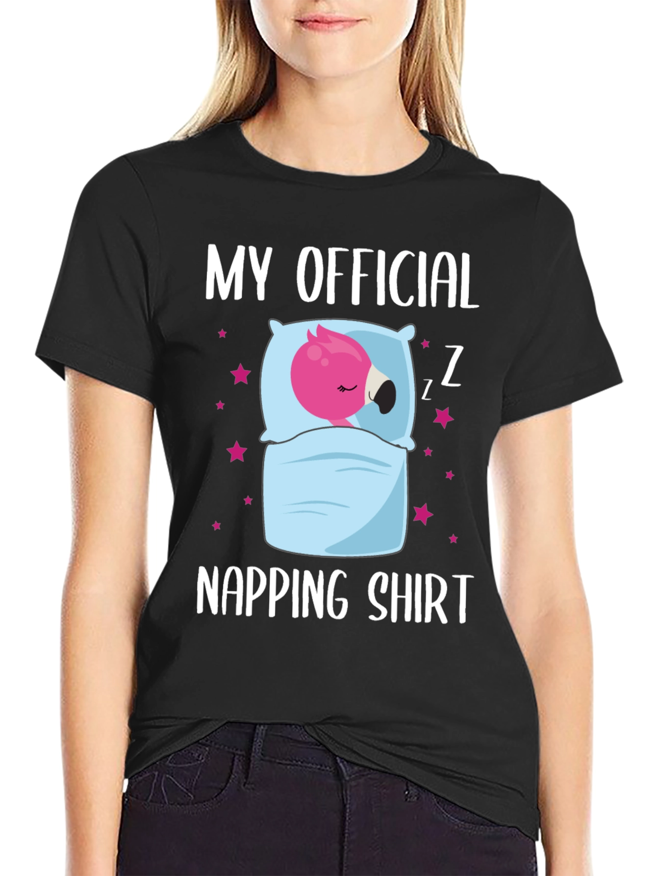 Black My Official Napping Shirt - Flamingo Sleep Tee view 2