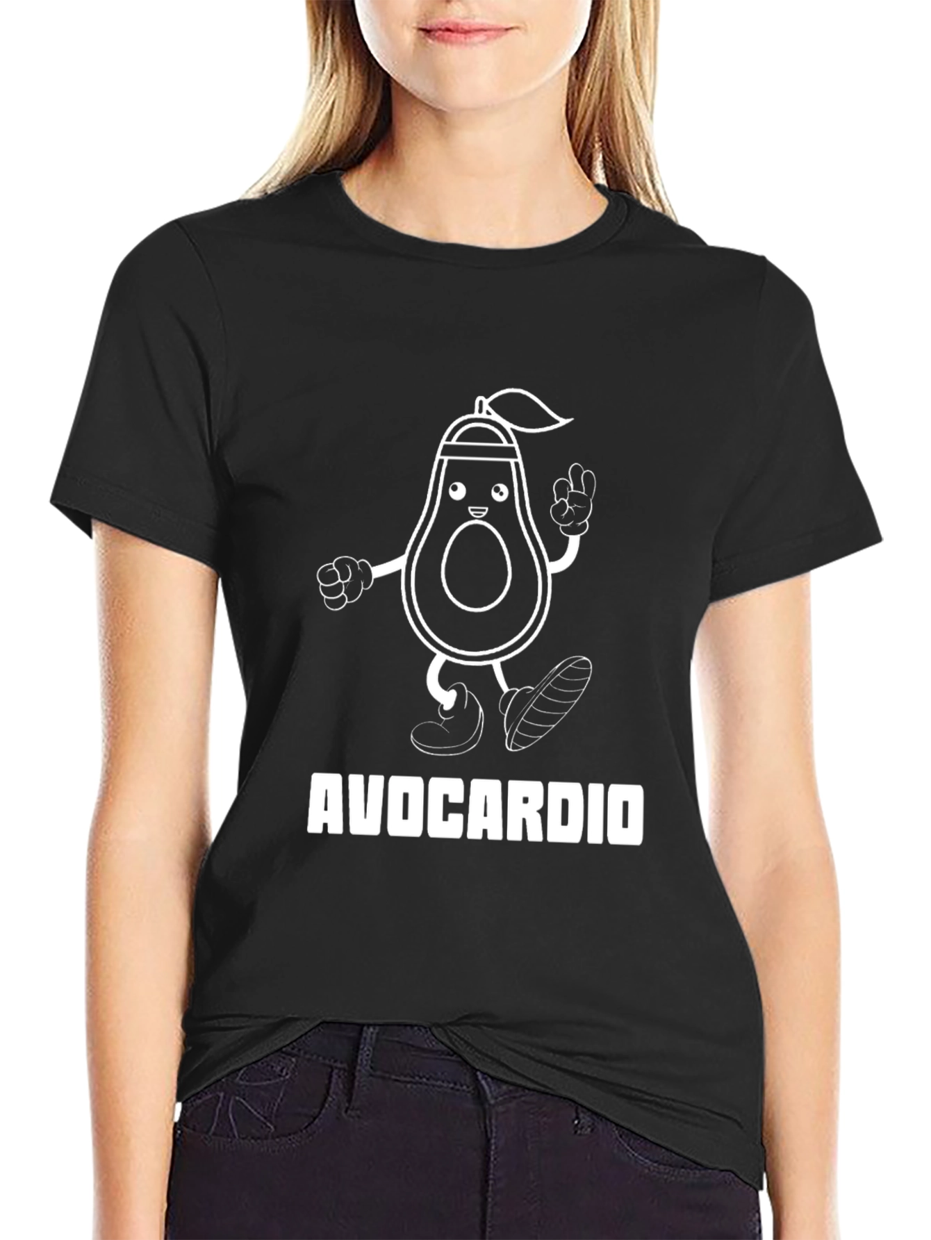 Black Avocardio T-Shirt - Funny Workout Tee for Fitness Lovers view 2