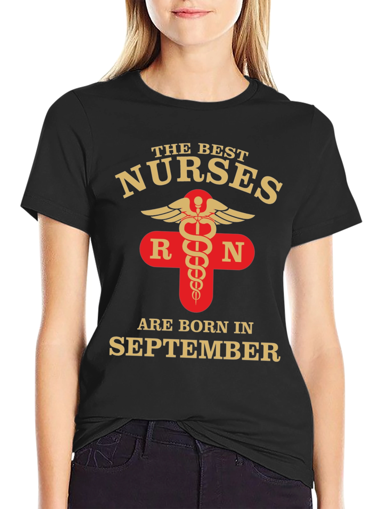 Black Best Nurses Born in September T-Shirt RN view 2