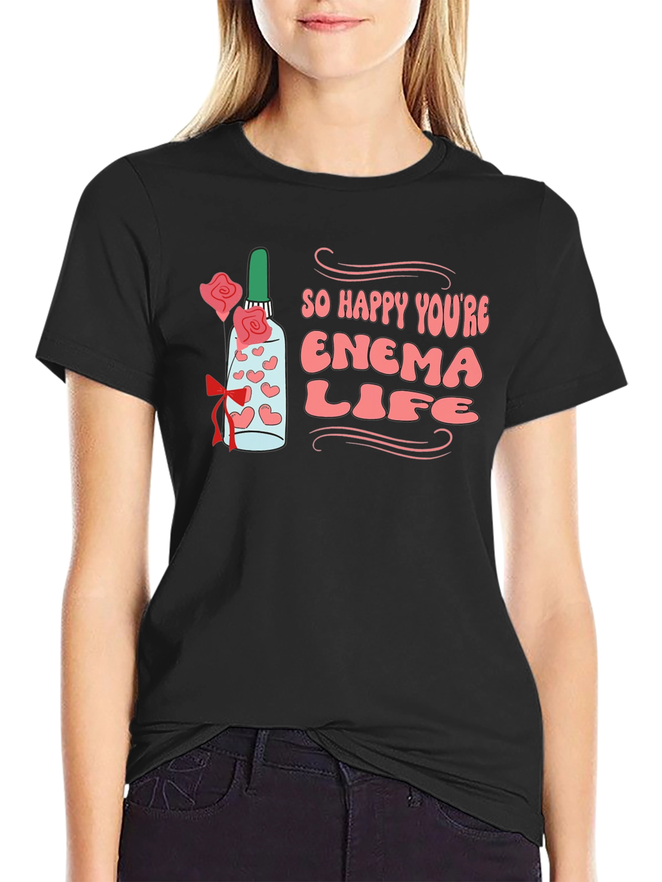 Black Enema Life Graphic Tee - Funny Adult Humor T-Shirt view 2