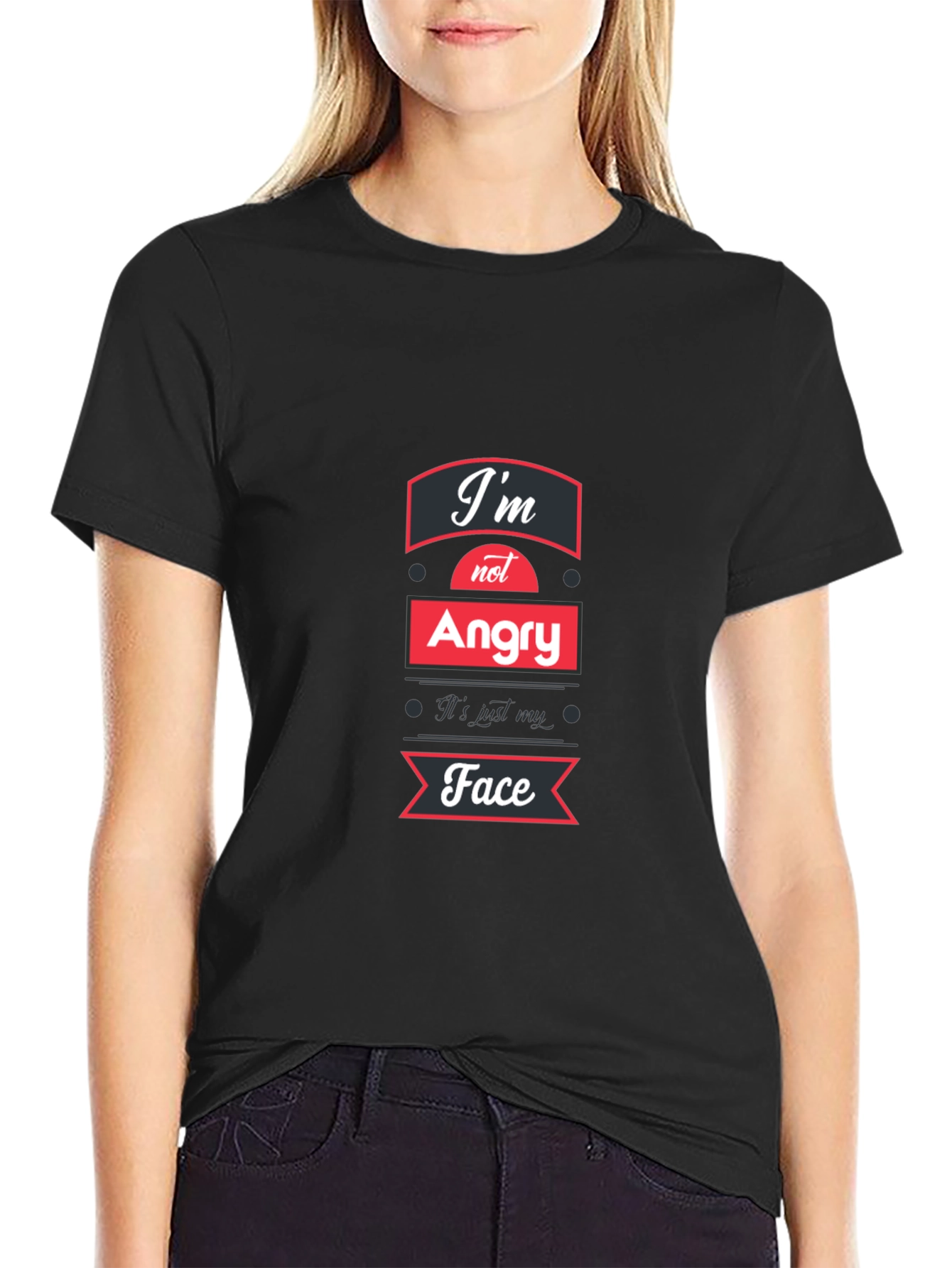 Black I'm Not Angry T-Shirt - Funny Graphic Tee view 2