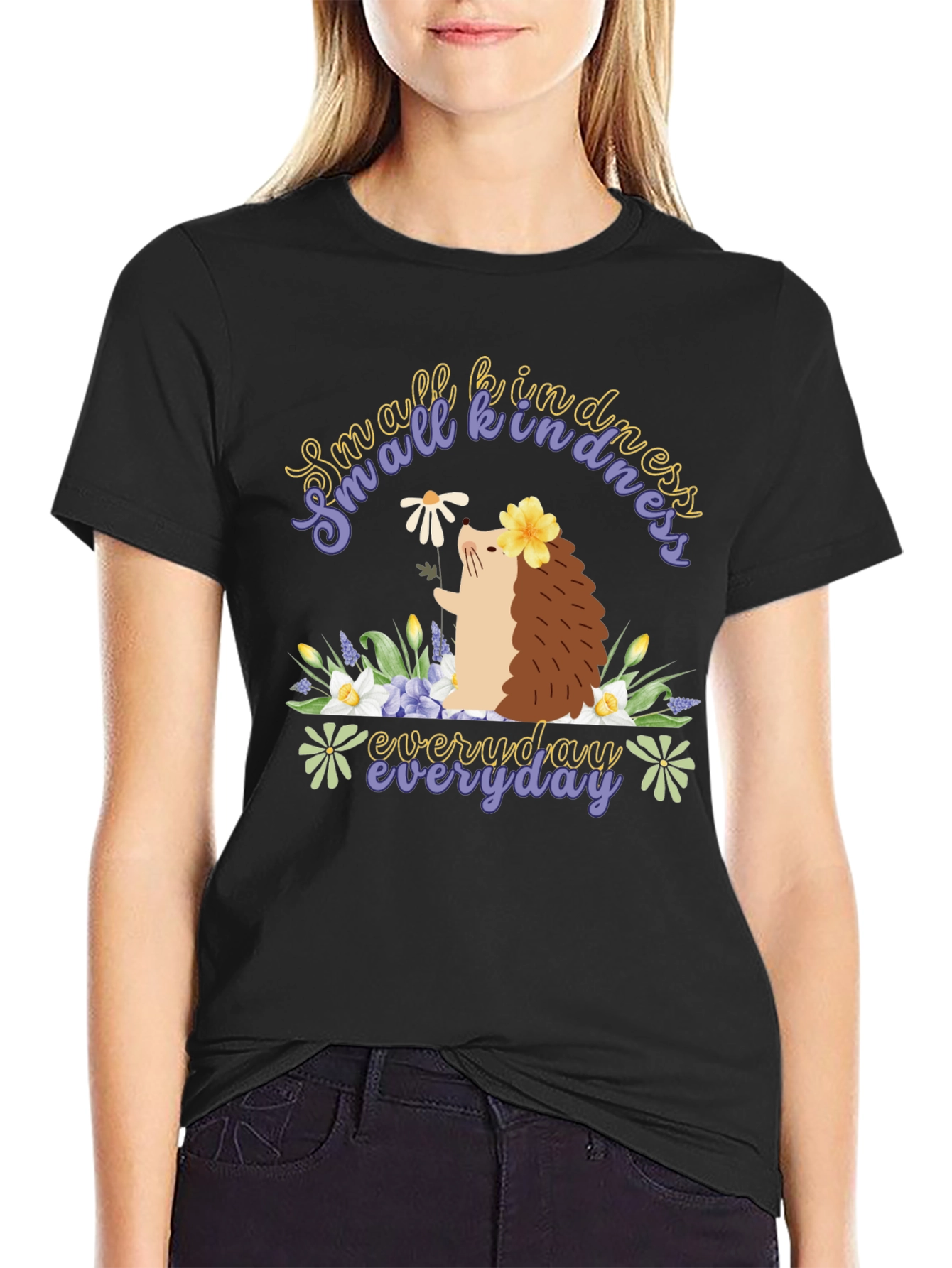 Black Kindness Hedgehog T-Shirt - Everyday Kindness view 2