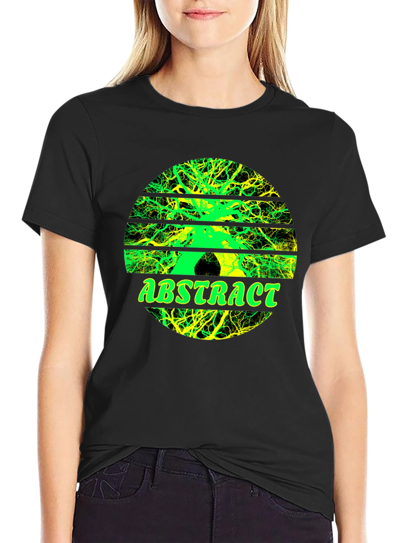 Black Abstract Tree Graphic Tee - Stylish Men's Black T-Shirt view 2