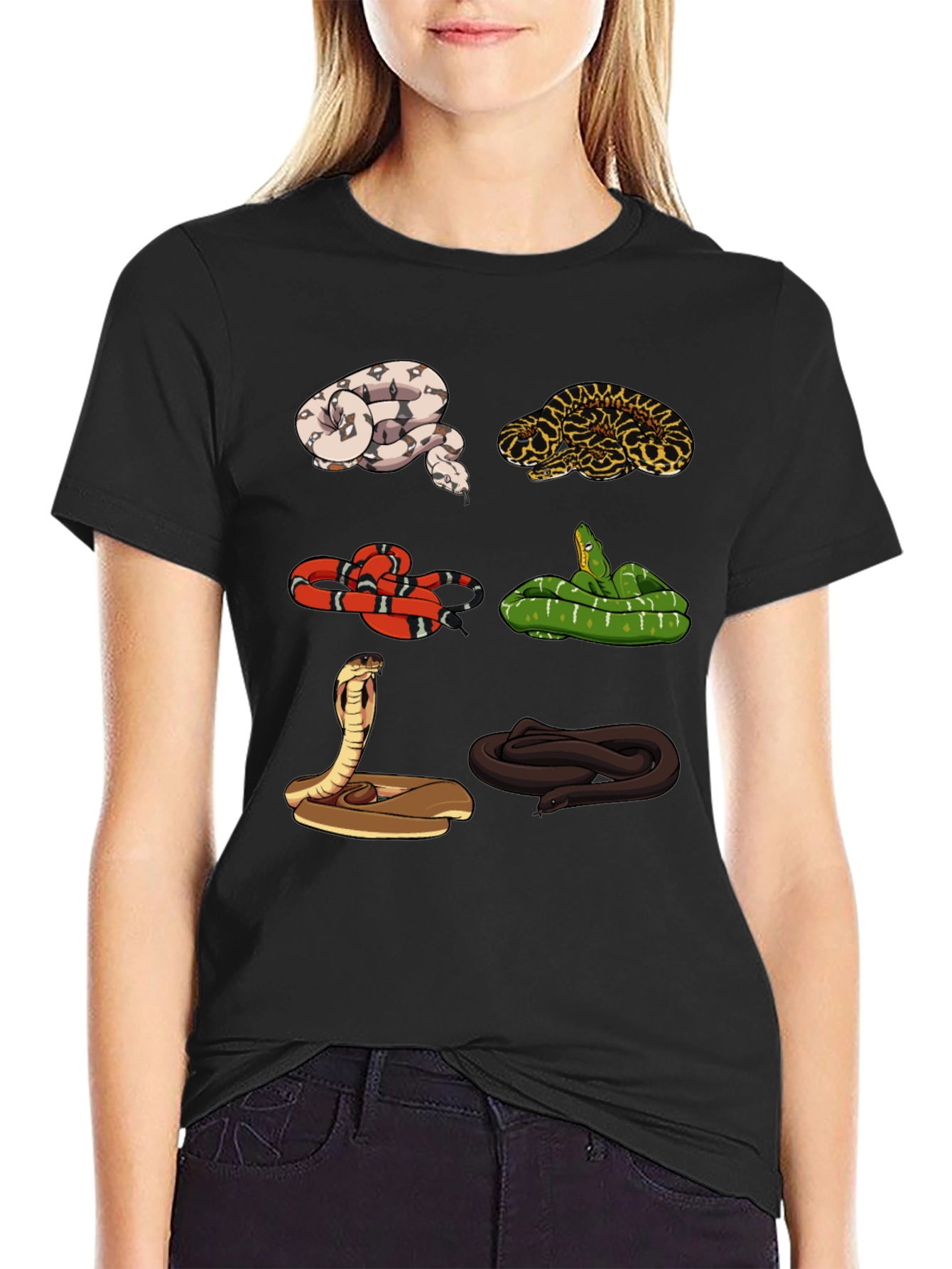 Black Snake Variety Graphic Tee - Reptile Lover Shirt view 2
