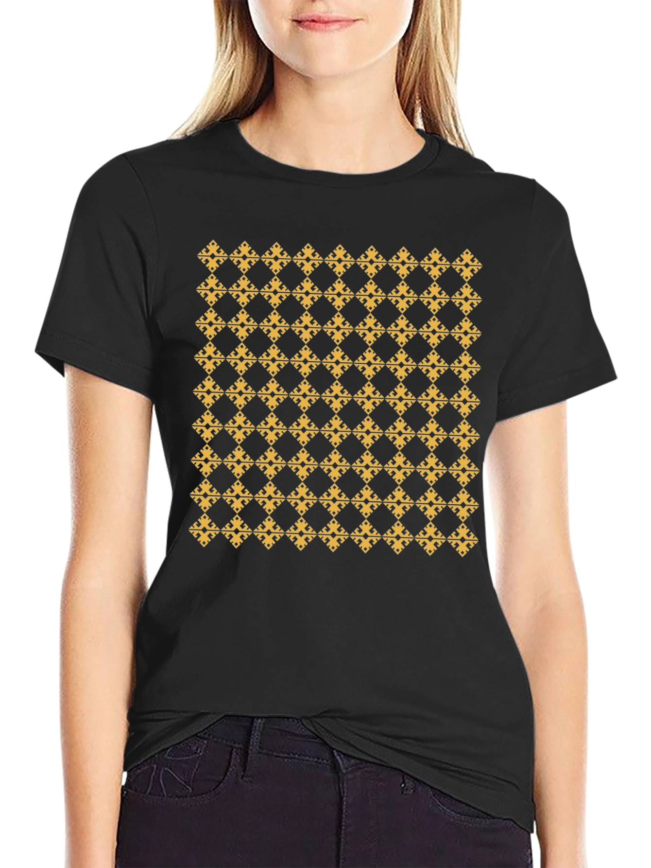 Black Patterned Black T-Shirt view 2