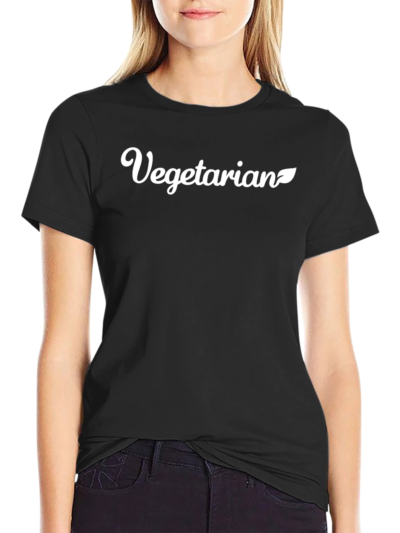 Black Vegetarian T-Shirt: Stylish Vegan Apparel view 2