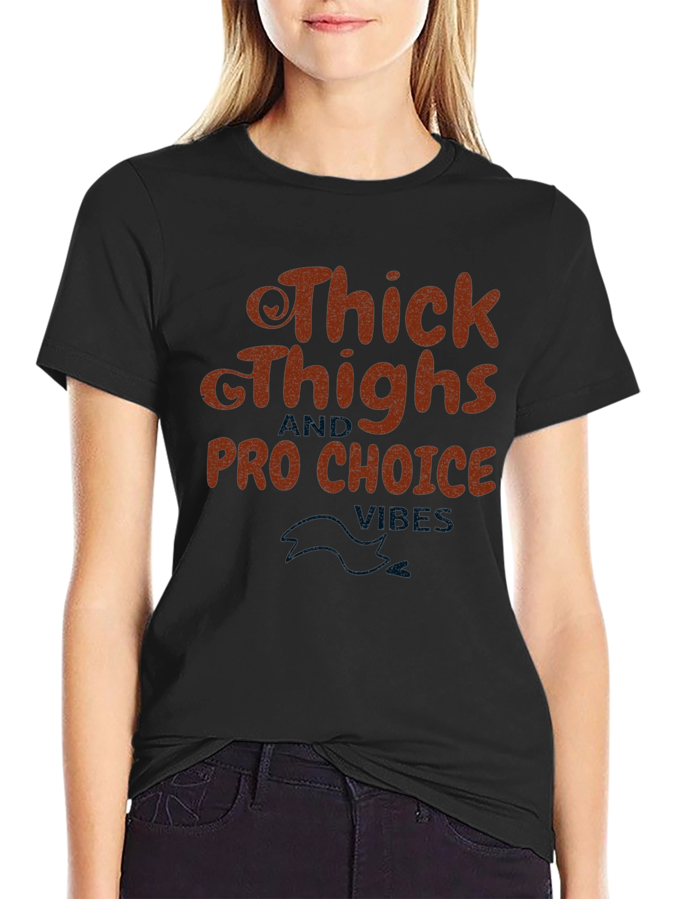 Black Thick Thighs Pro Choice Vibe Graphic Tee view 2