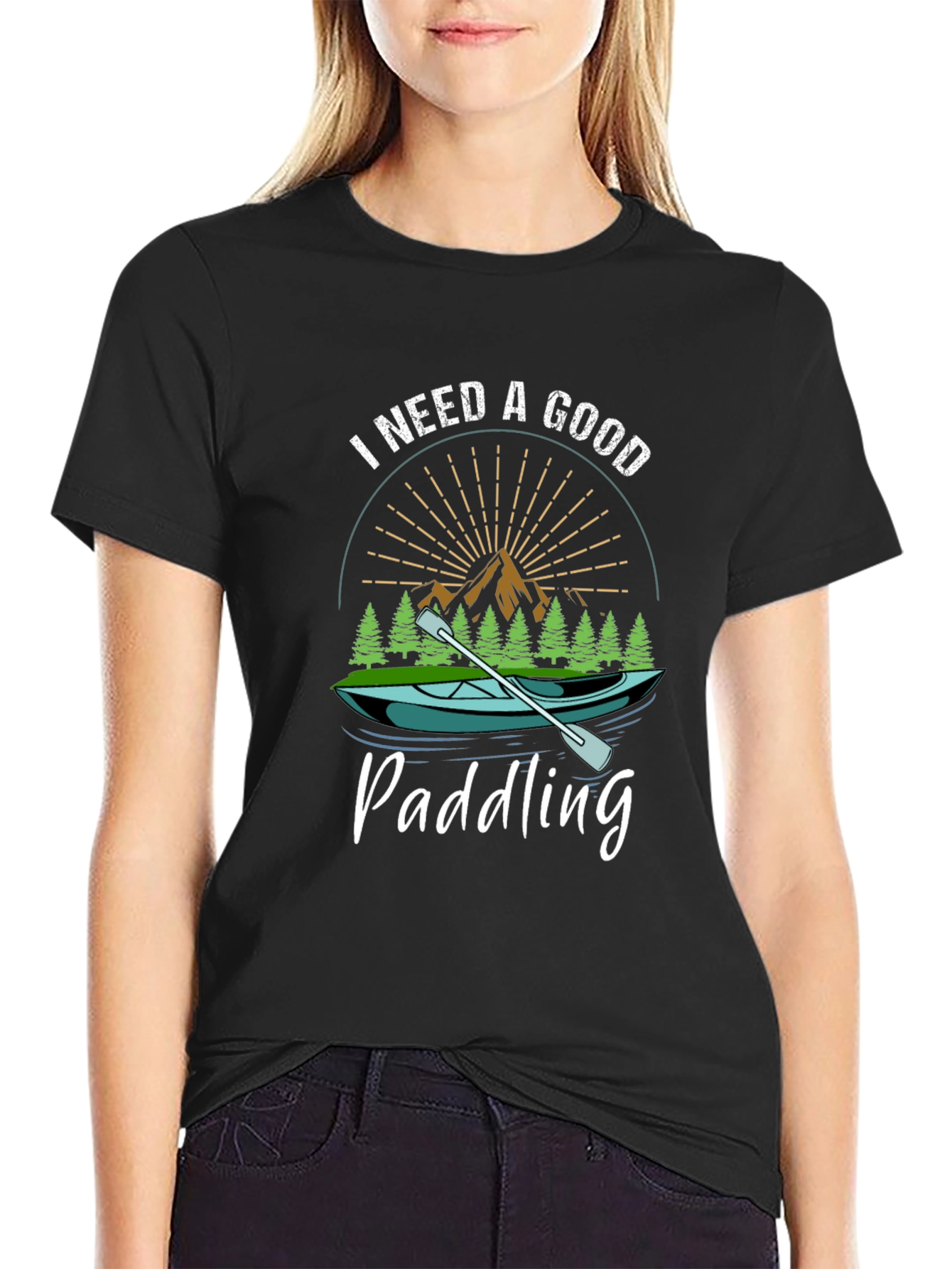Black I Need a Good Paddling T-Shirt - Outdoor Adventure Tee view 2