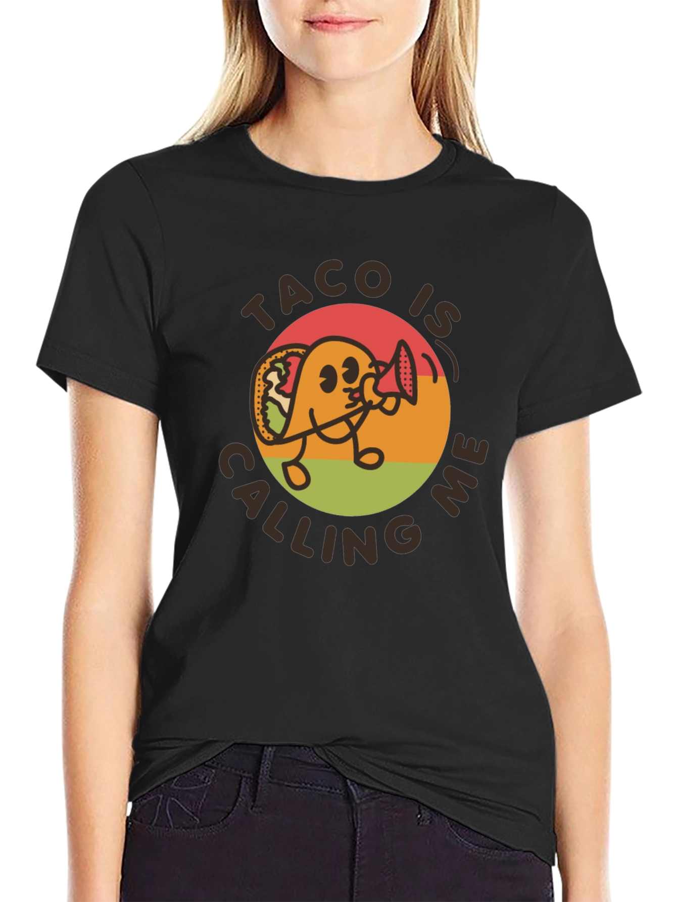 Black Taco Is Calling Me T-Shirt - Novelty Graphic Tee view 2
