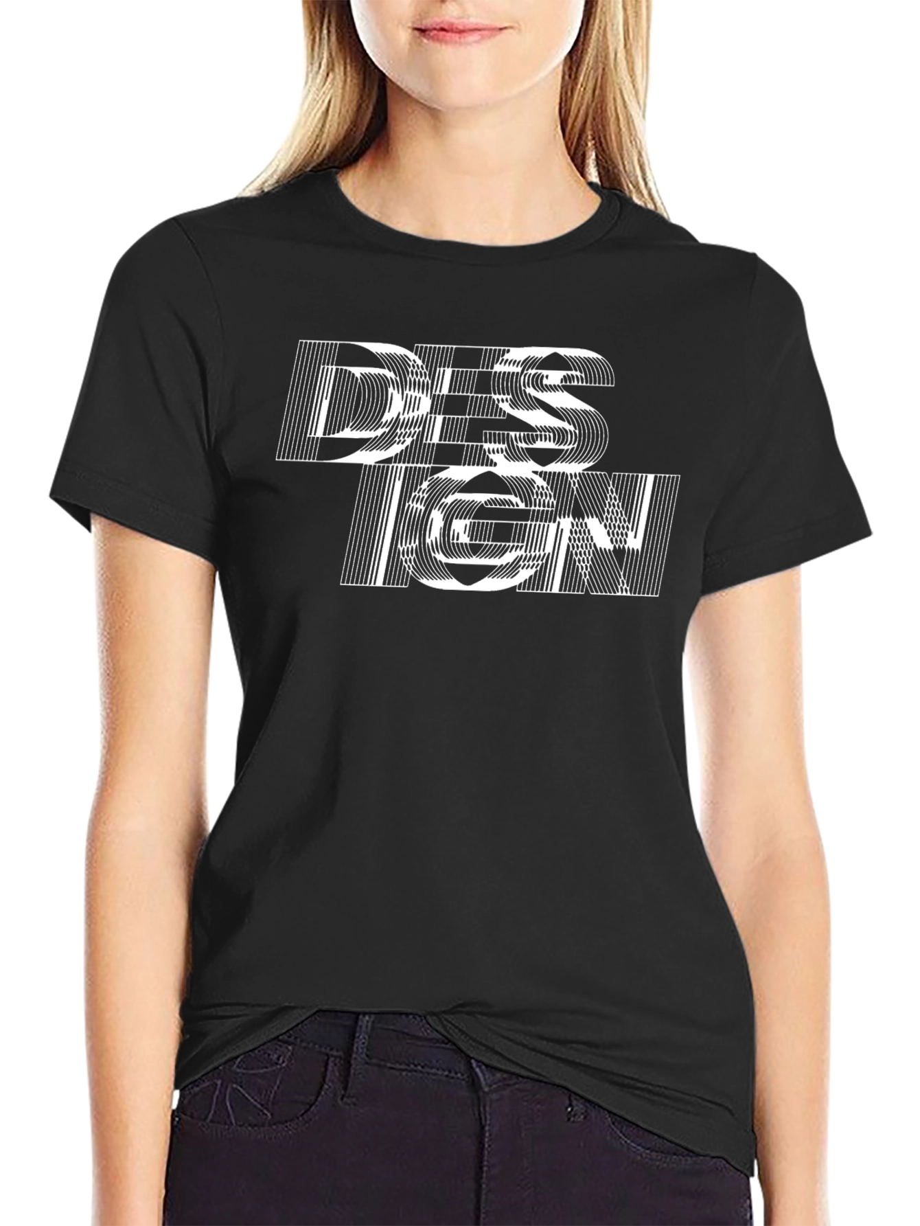 Black Abstract Design Graphic Black T-Shirt view 2