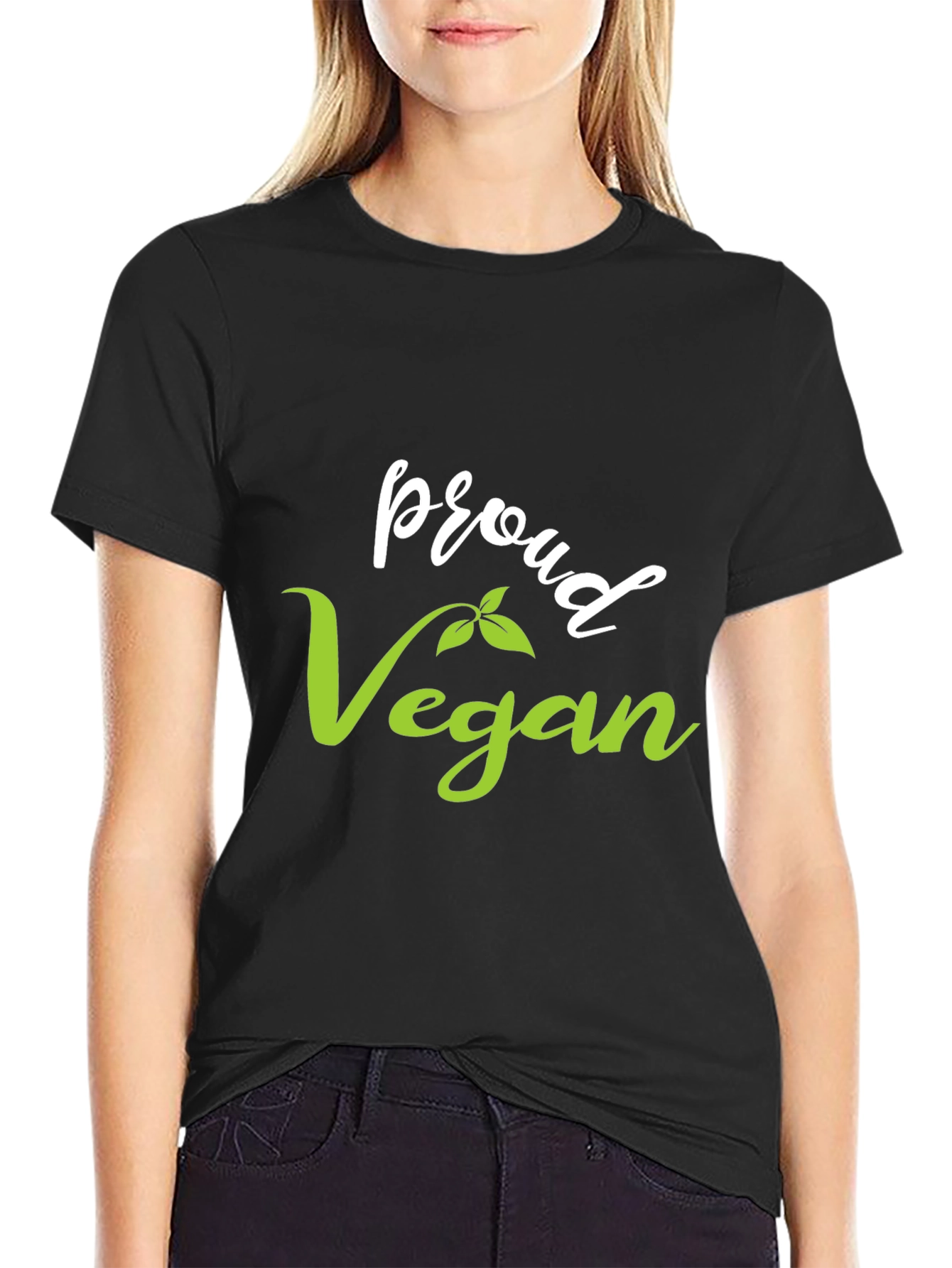 Black Proud Vegan Graphic Tee - Black Unisex T-Shirt view 2