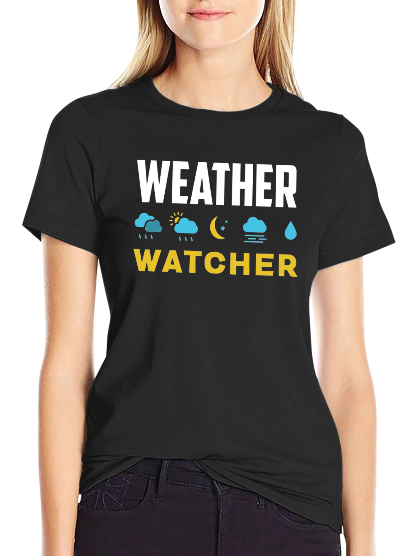 Black Weather Watcher Black T-Shirt view 2