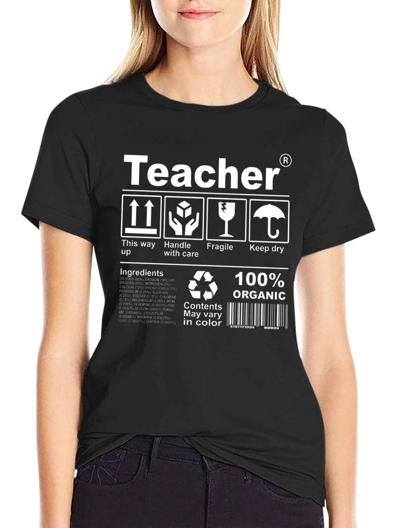 Black Teacher T-Shirt: Handle With Care view 2