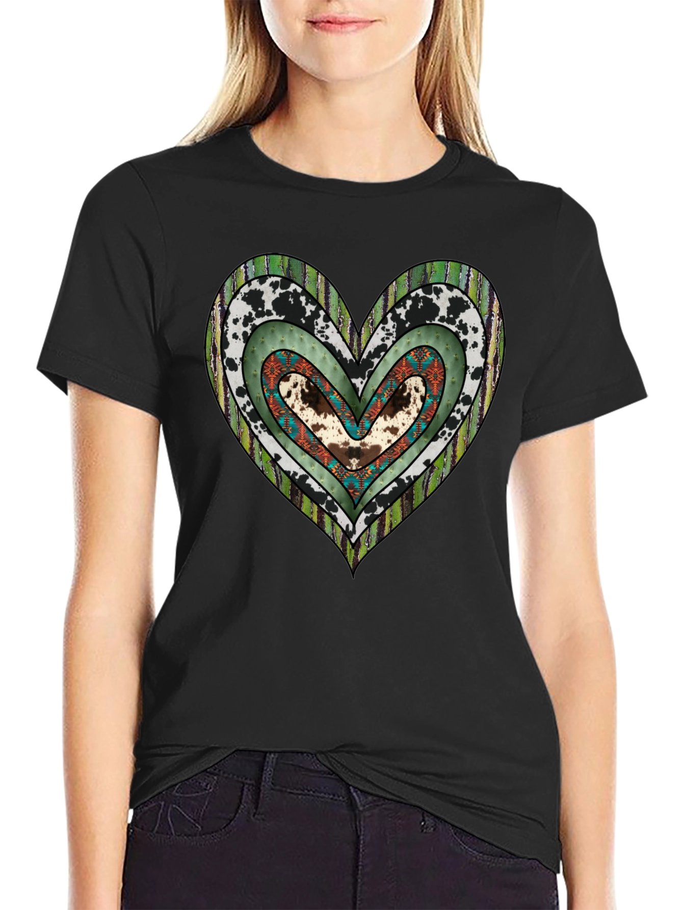 Black Heart Graphic T-Shirt - Casual Black Tee view 2