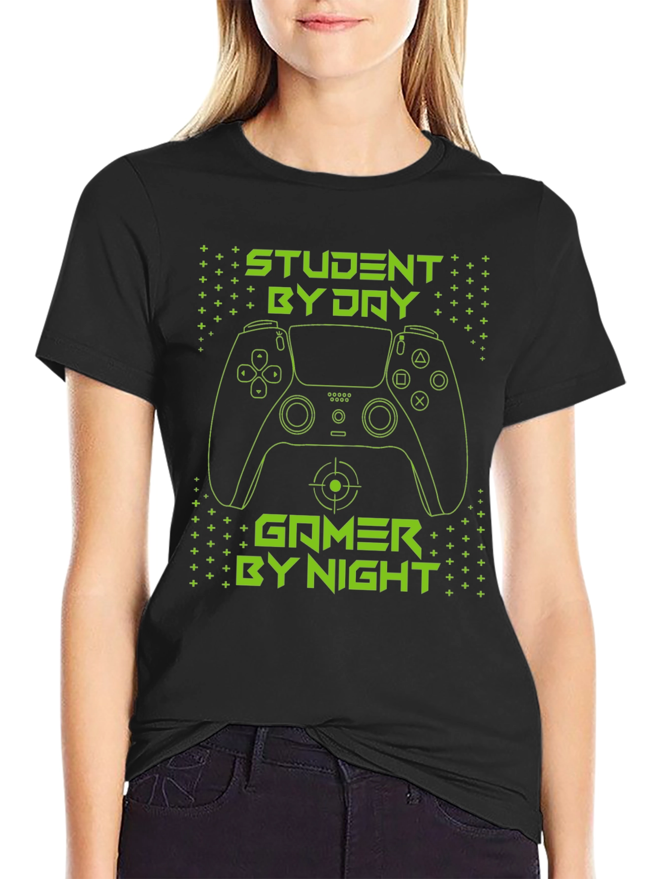 Black Student by Day, Gamer by Night Graphic Tee view 2