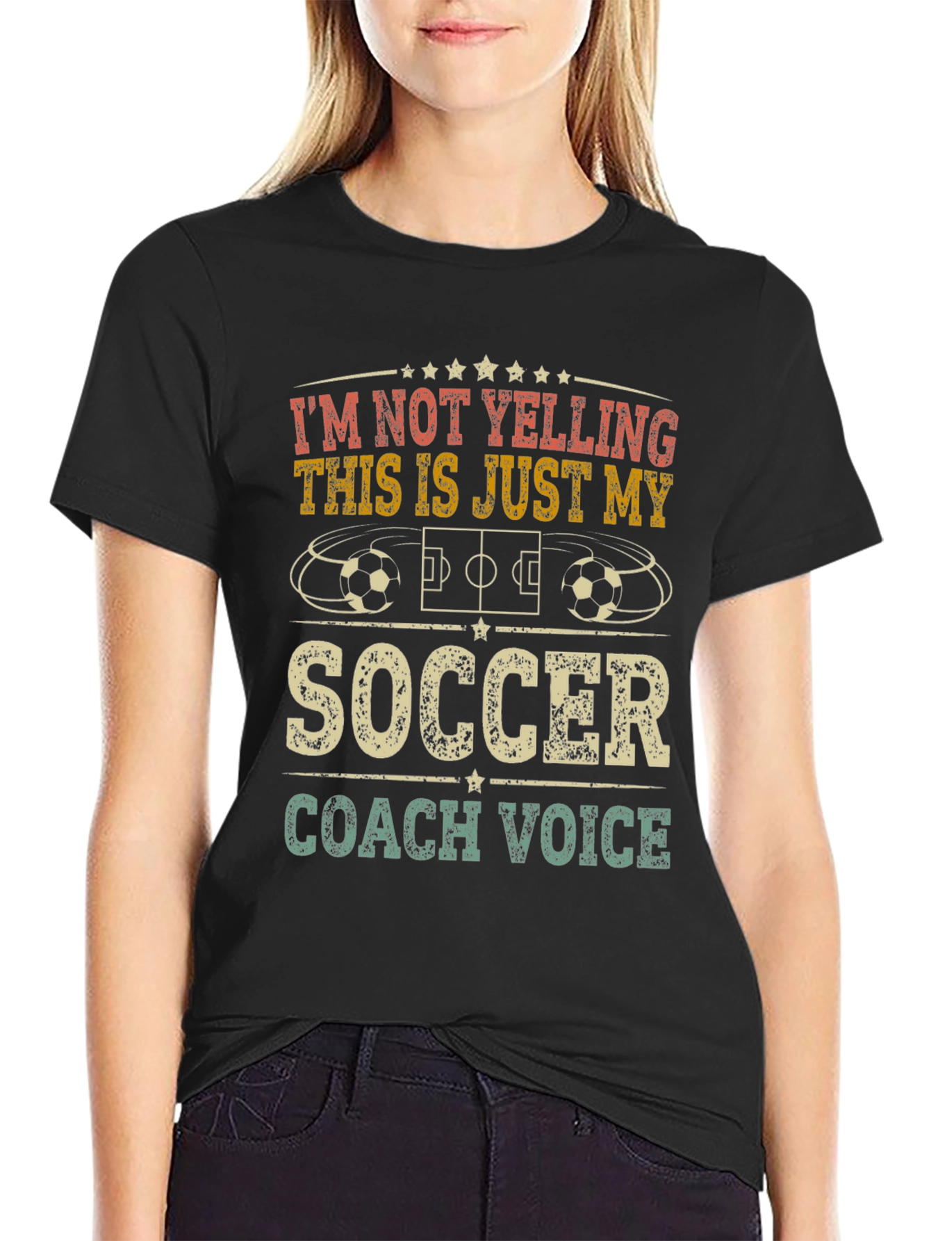 Black Soccer Coach Voice T-Shirt view 2