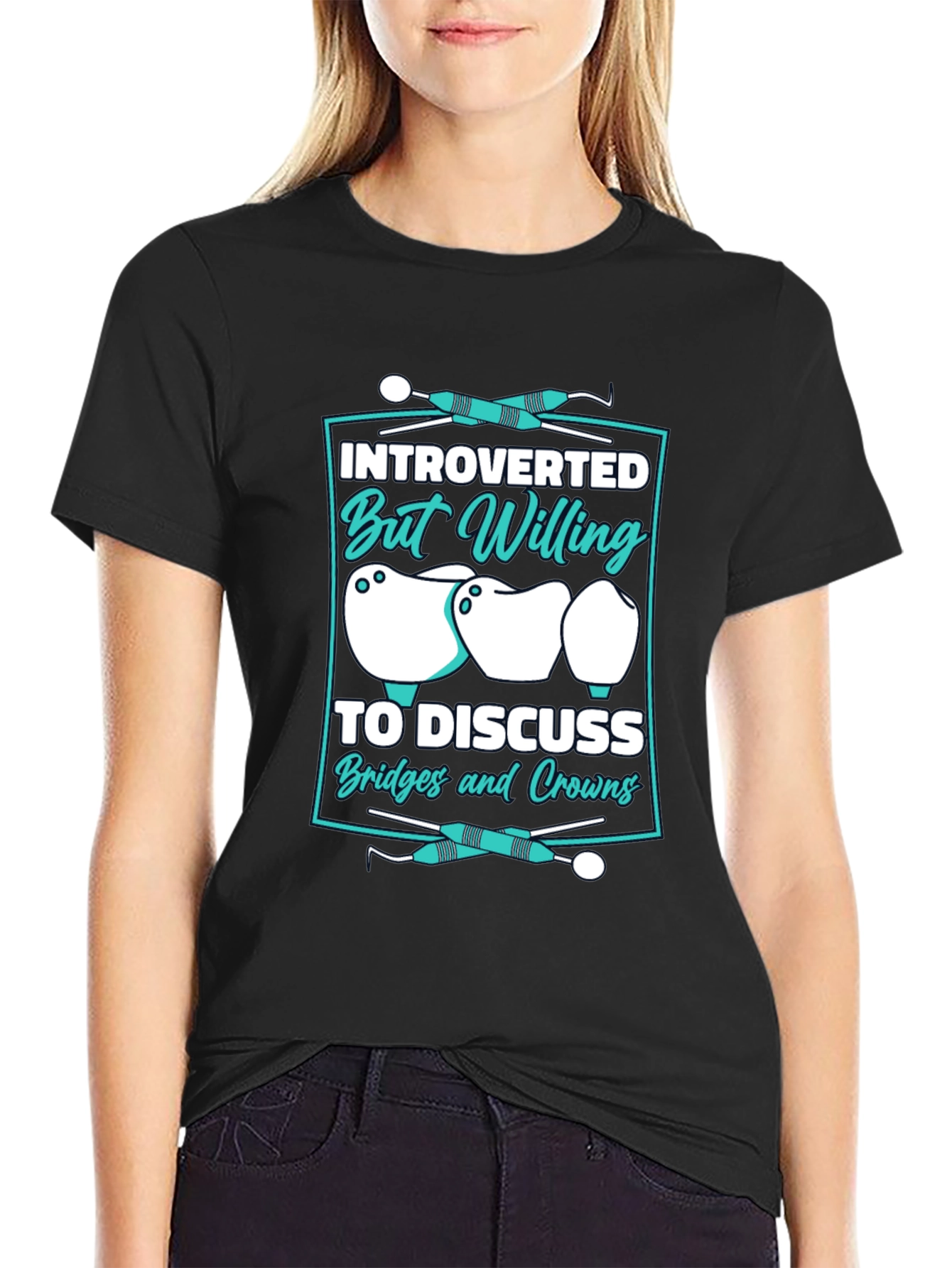 Black Introverted Dentist T-Shirt view 2