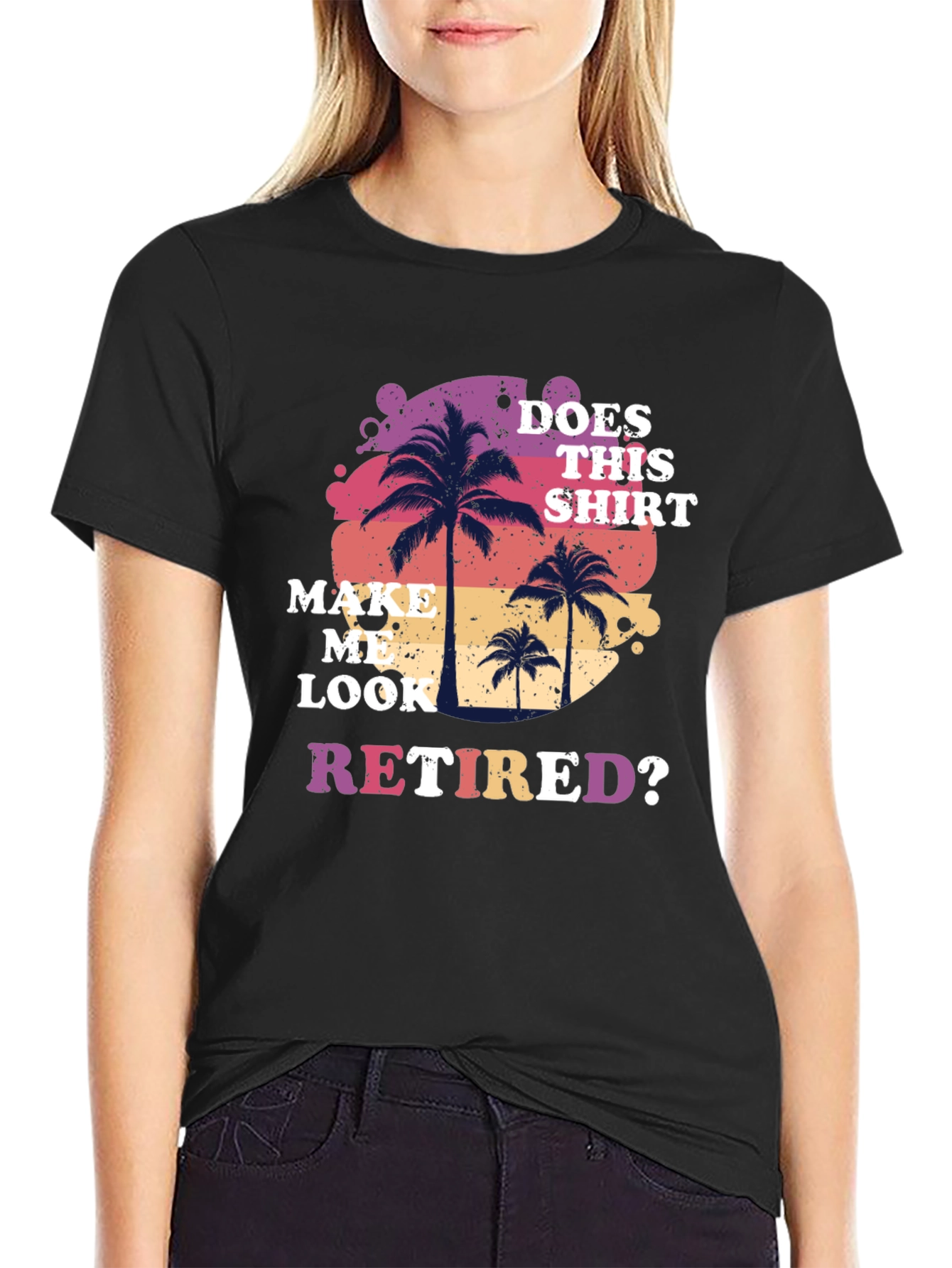 Black Retired Graphic T-Shirt: Palm Tree Design view 2