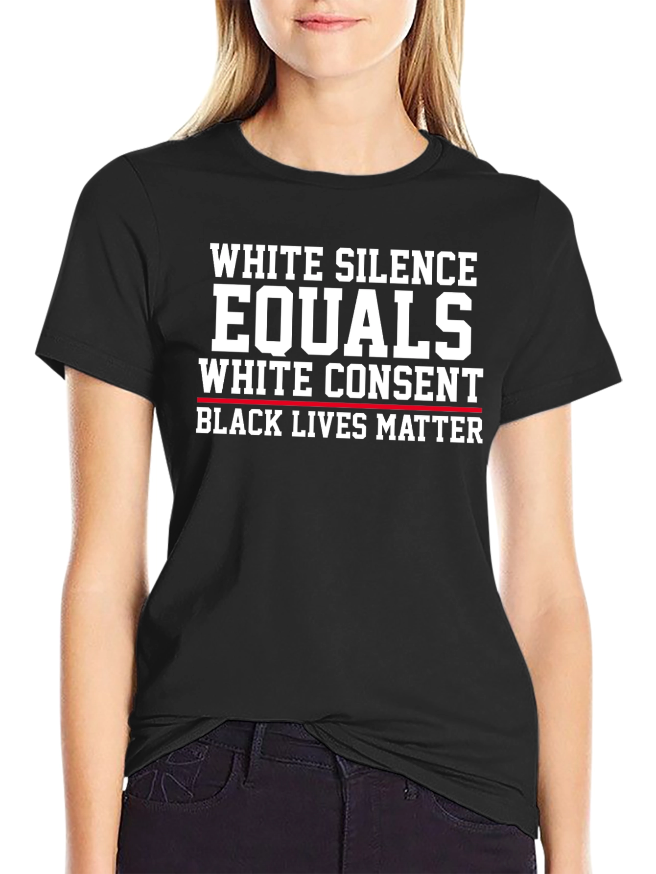 Black White Silence Equals White Consent BLM Tee view 2
