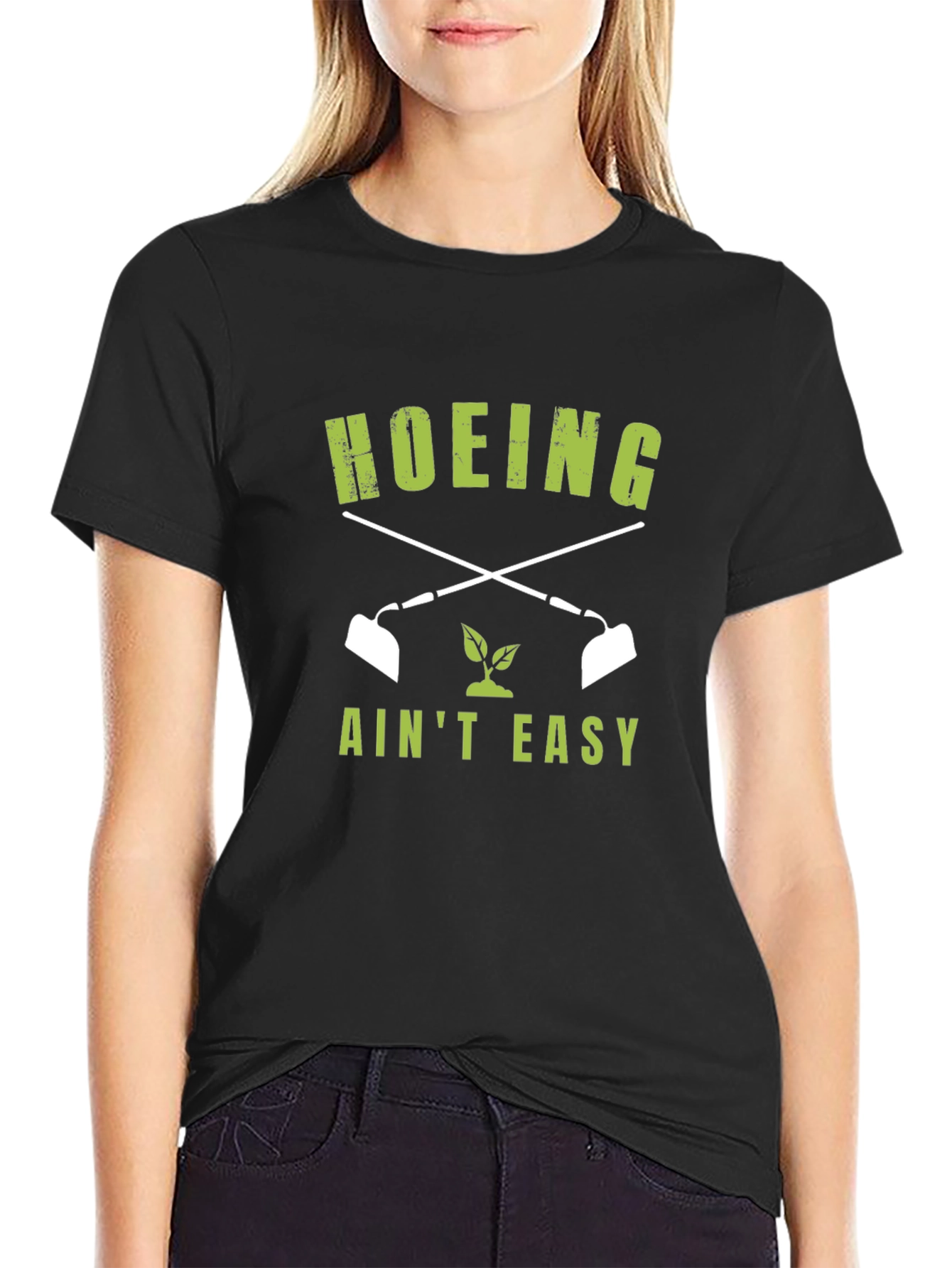 Black Hoeing Ain't Easy Graphic Tee view 2