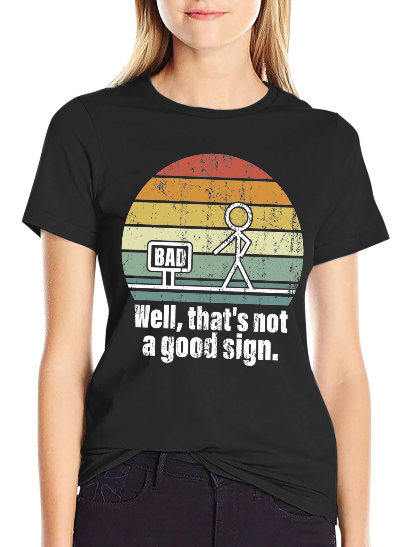Black Bad Sign T-Shirt - Funny Graphic Tee view 2