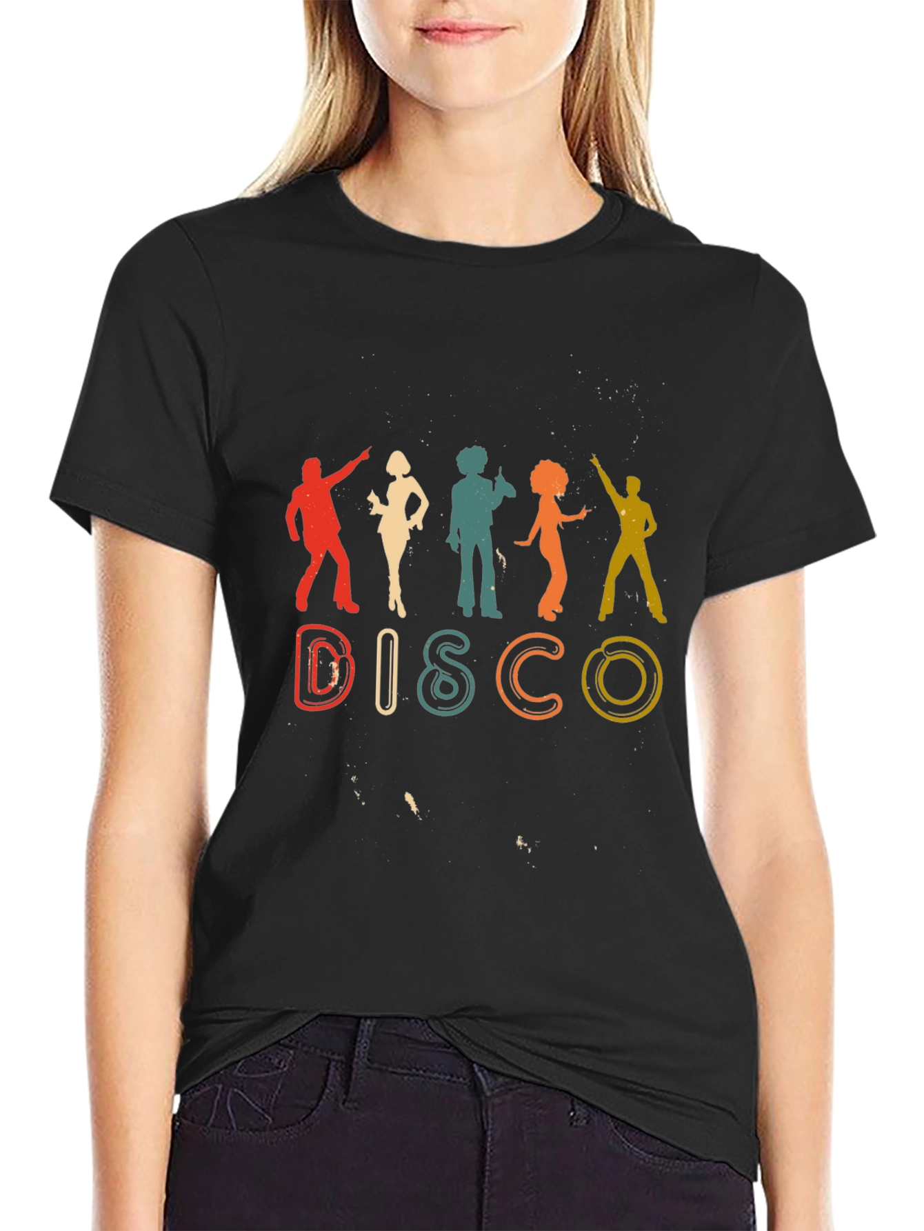 Black Retro Disco Dance T-Shirt - Vintage Style view 2