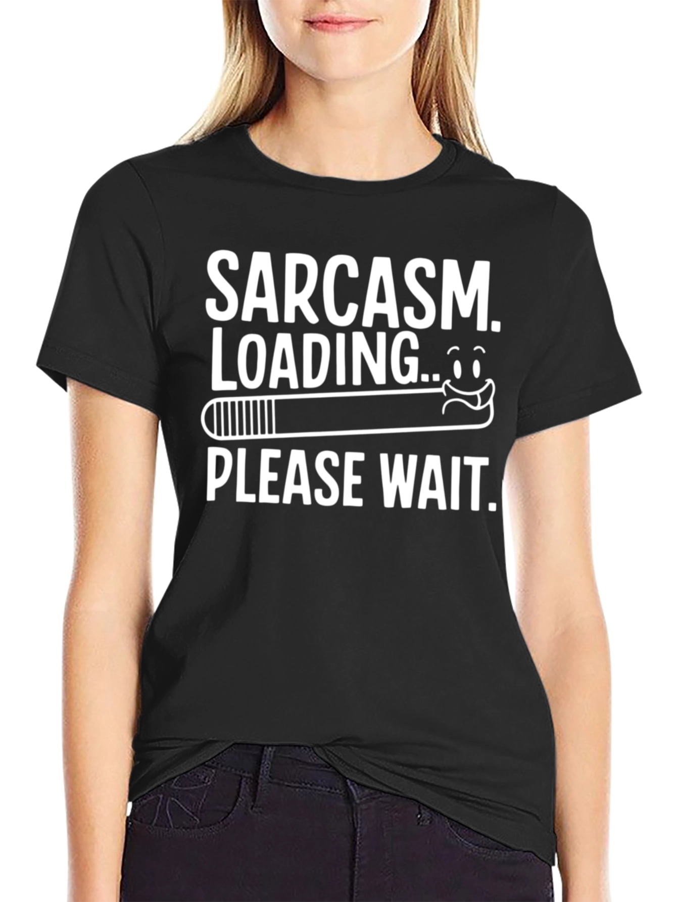 Black Sarcasm Loading T-Shirt - Please Wait Funny Graphic Tee view 2