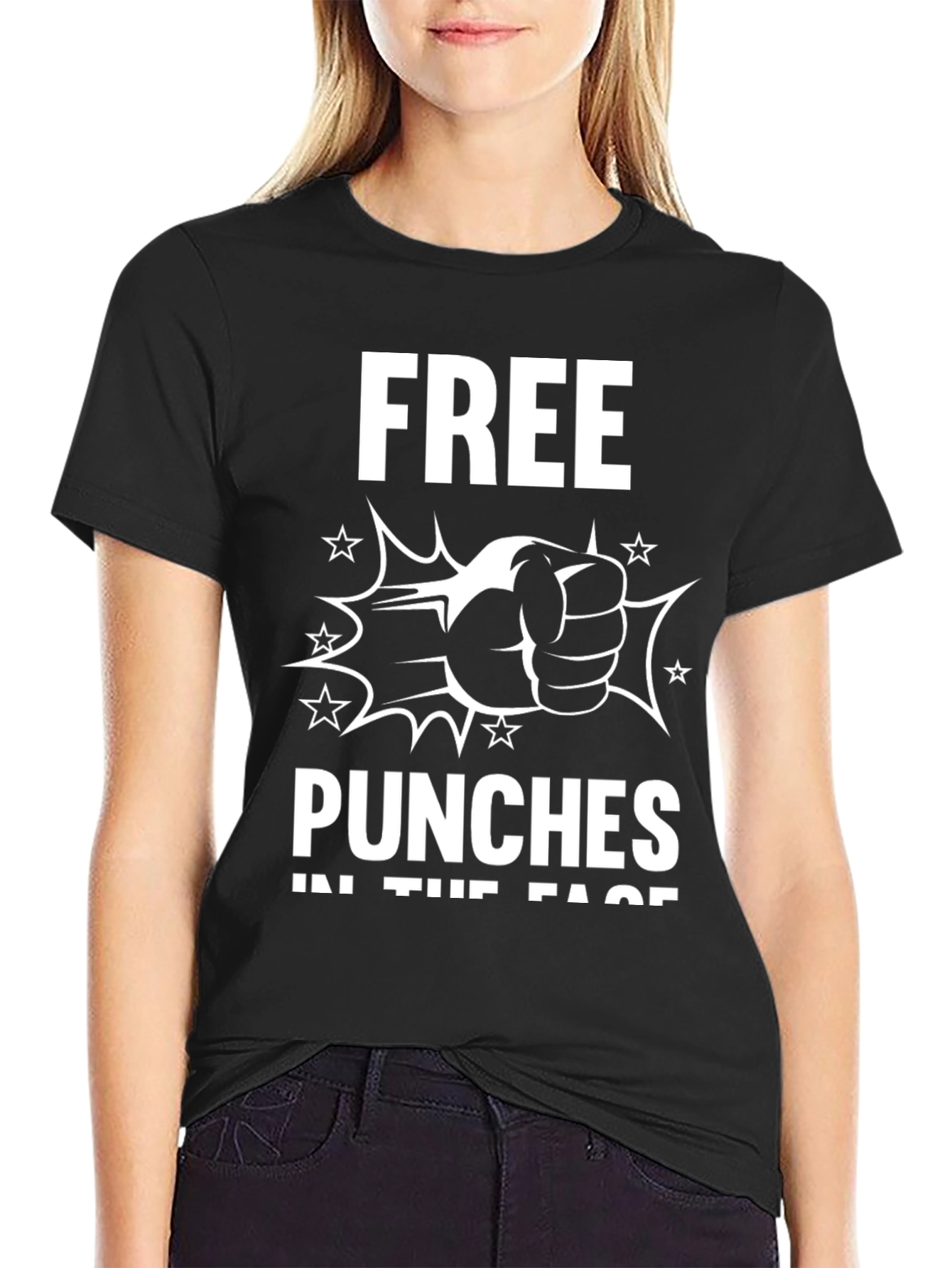 Black Free Punches Graphic Tee - Unisex Black T-Shirt view 2