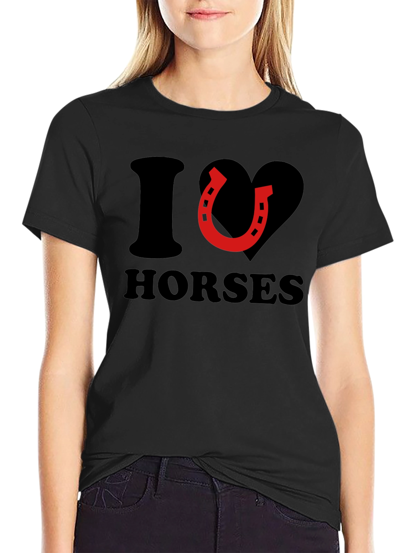 Black I Love Horses T-Shirt view 2