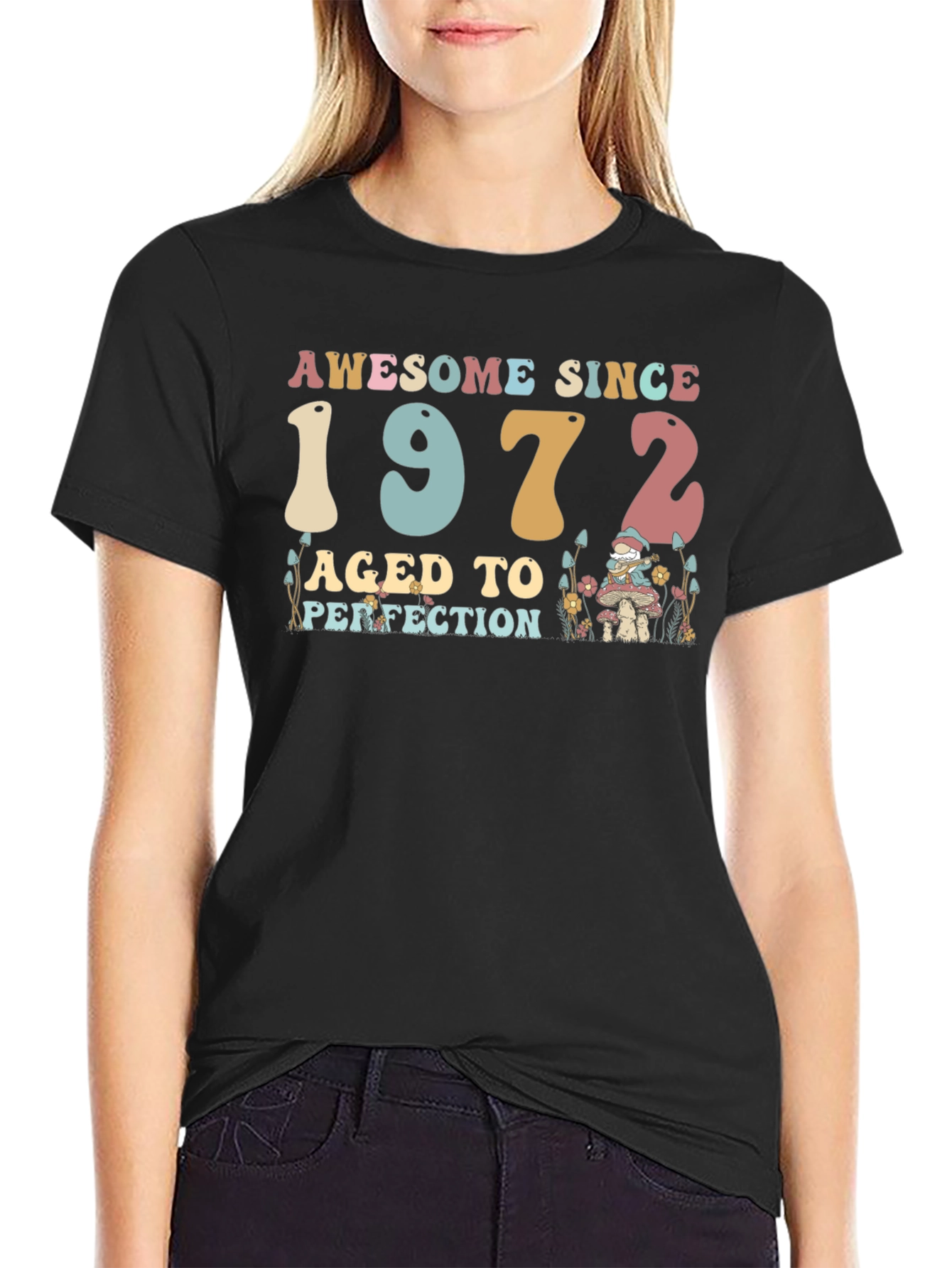 Black Awesome Since 1972 Aged to Perfection Black T-Shirt view 2