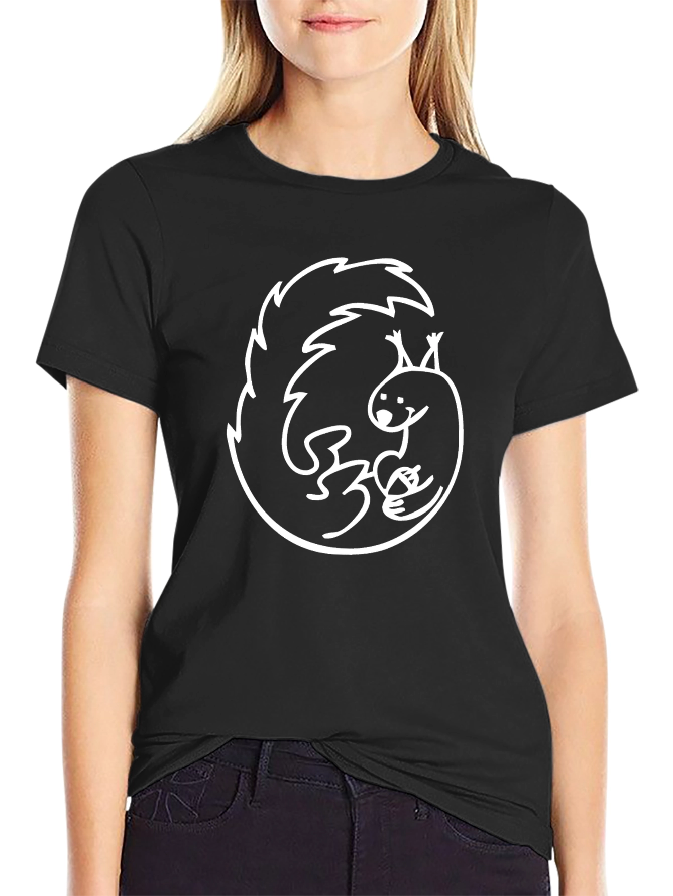 Black Squirrel Graphic T-Shirt - Quirky Cartoon Design view 2
