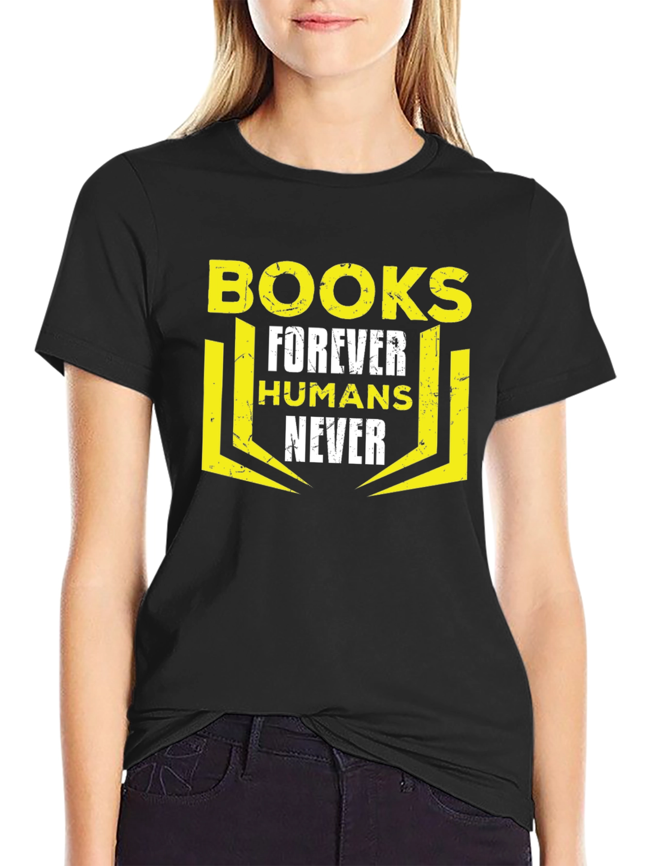 Black Books Forever Humans Never Graphic T-Shirt view 2