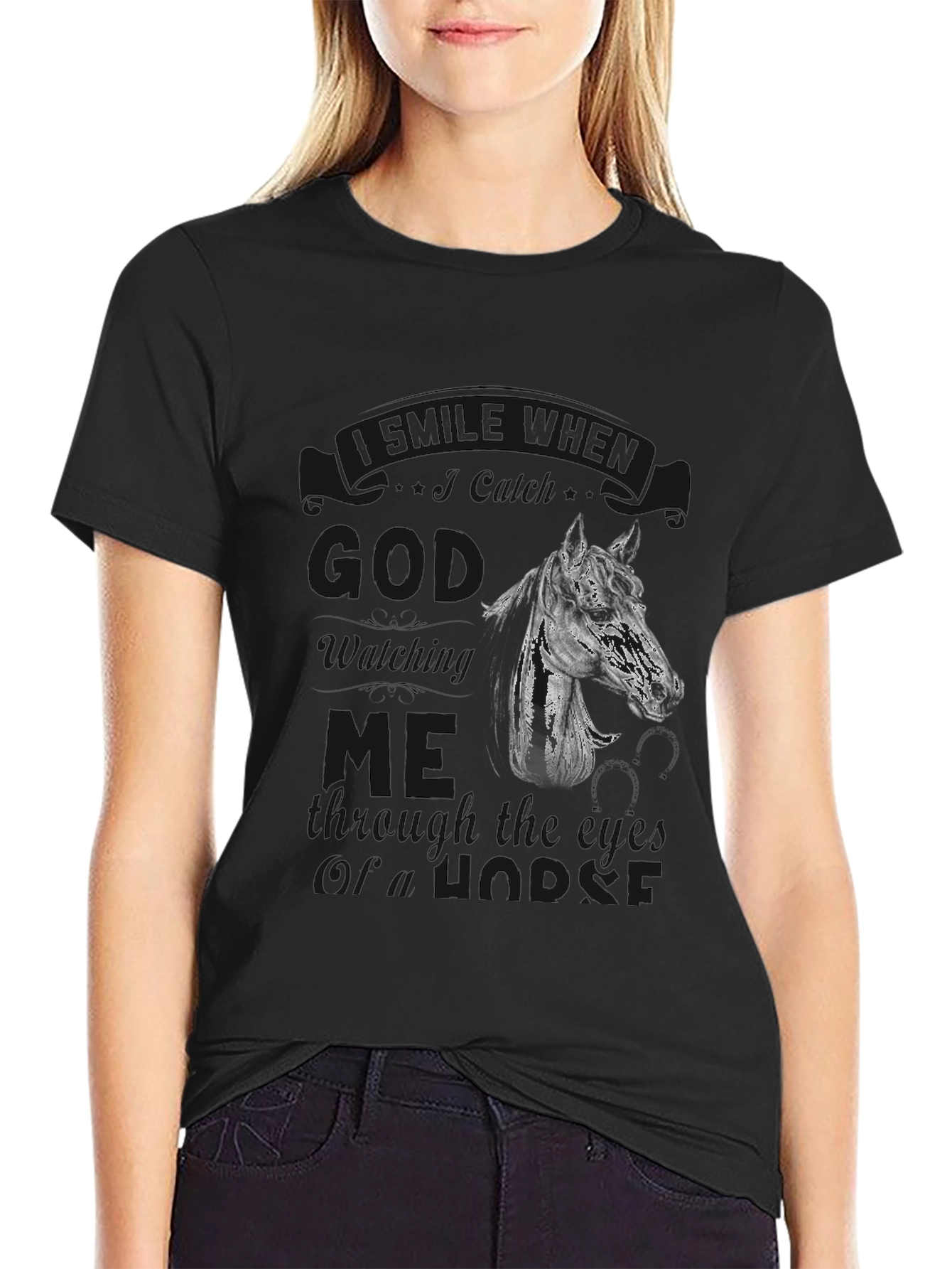 Black God Watching Me Through the Eyes of a Horse T-Shirt view 2