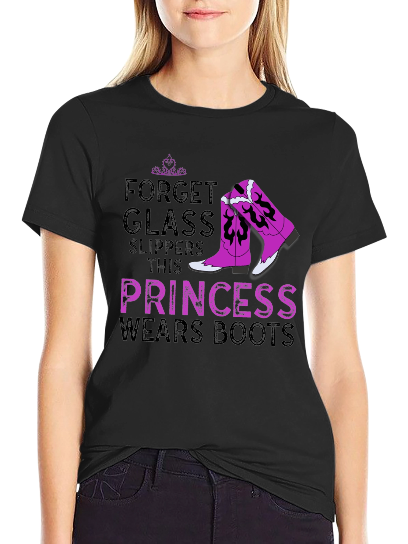 Black Princess Wears Boots Graphic T-Shirt view 2