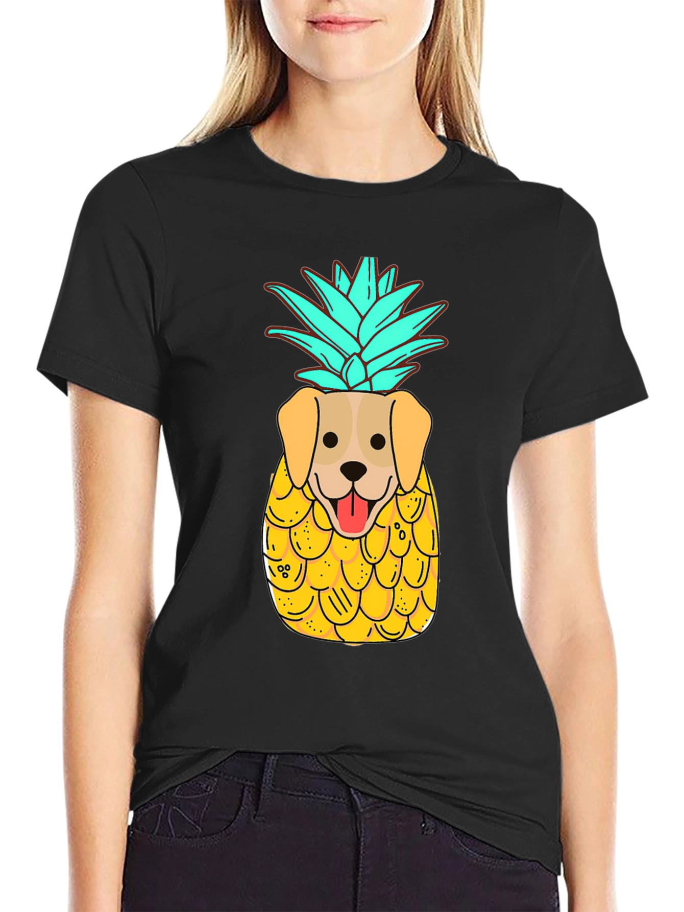 Black Dog-Pineapple Graphic Black T-Shirt view 2