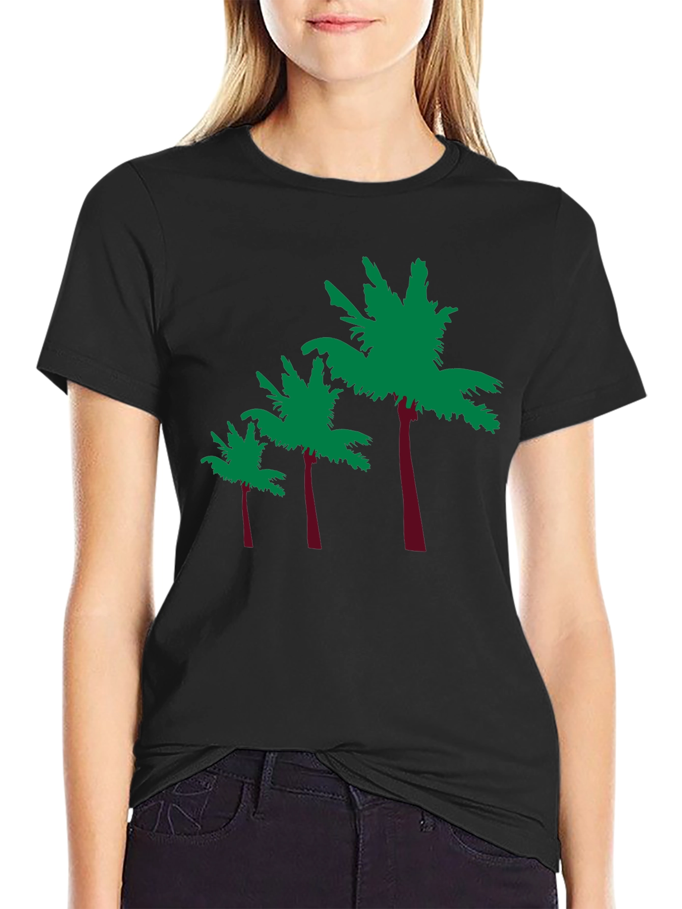 Black Tropical Palm Tree Graphic Tee - Black view 2
