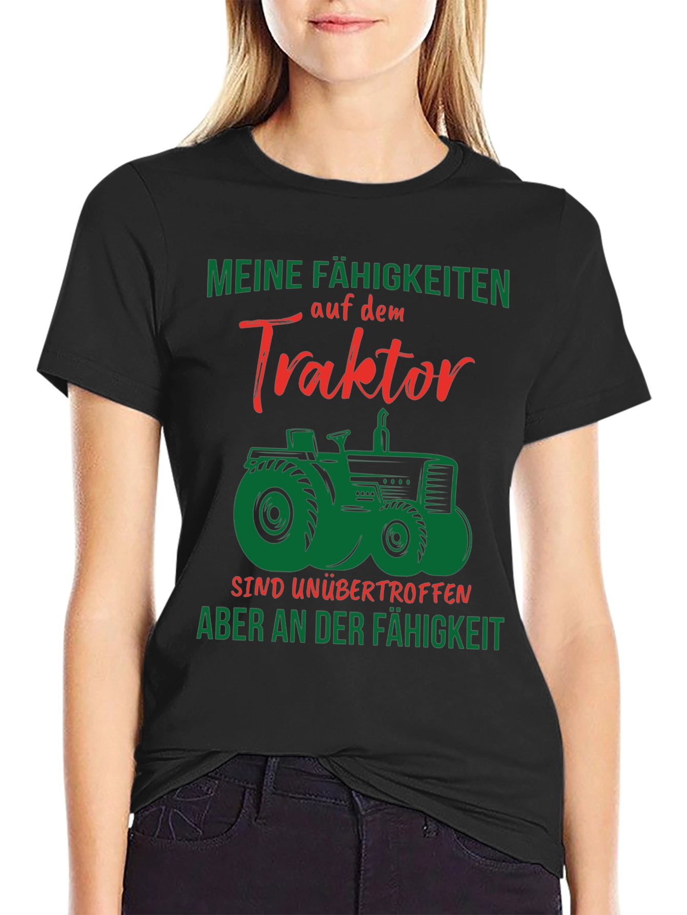 Black Tractor Skills Tee - Funny Farmer Gift view 2