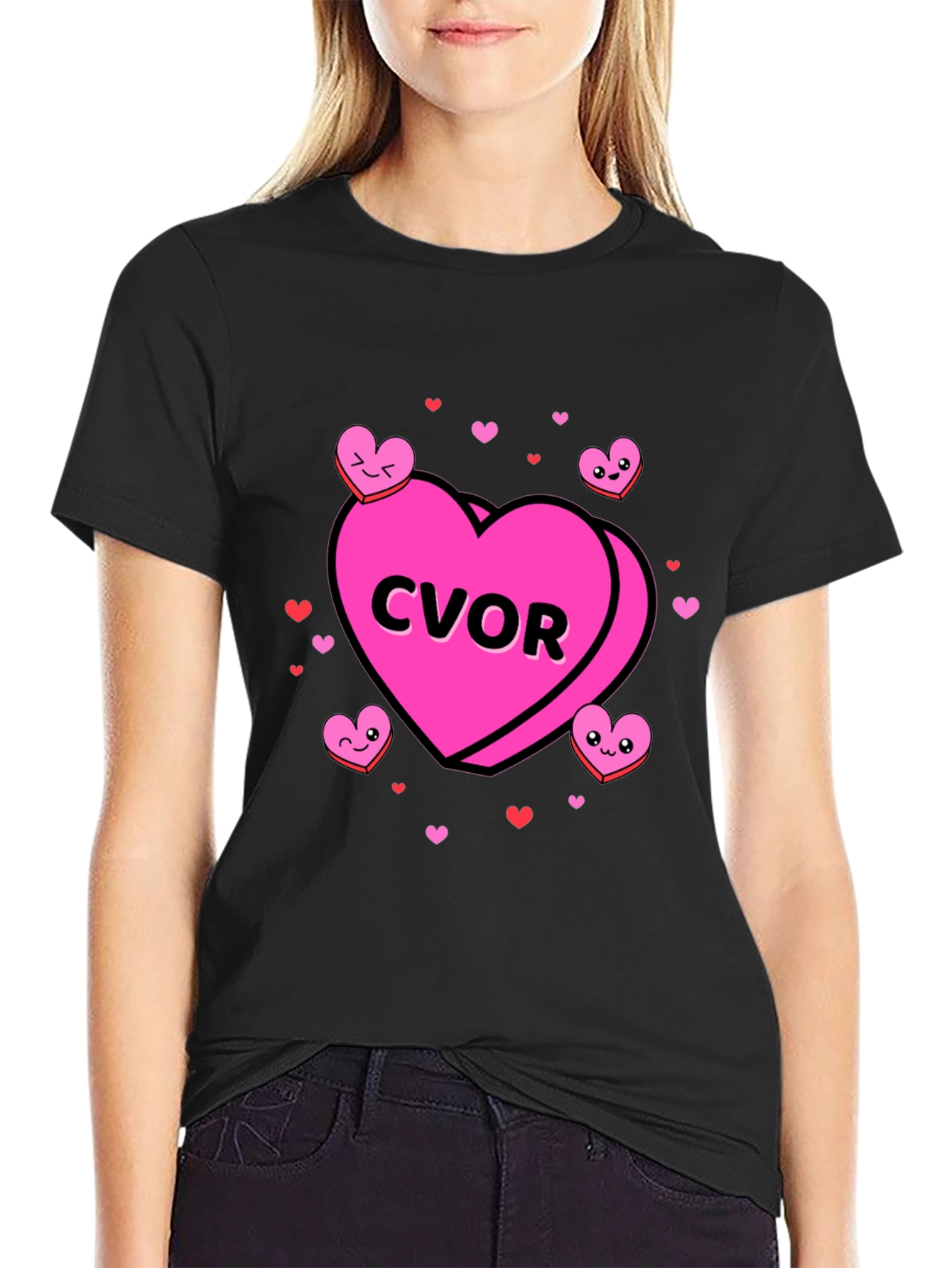Black CVOR Heart Valentine's Day T-Shirt view 2