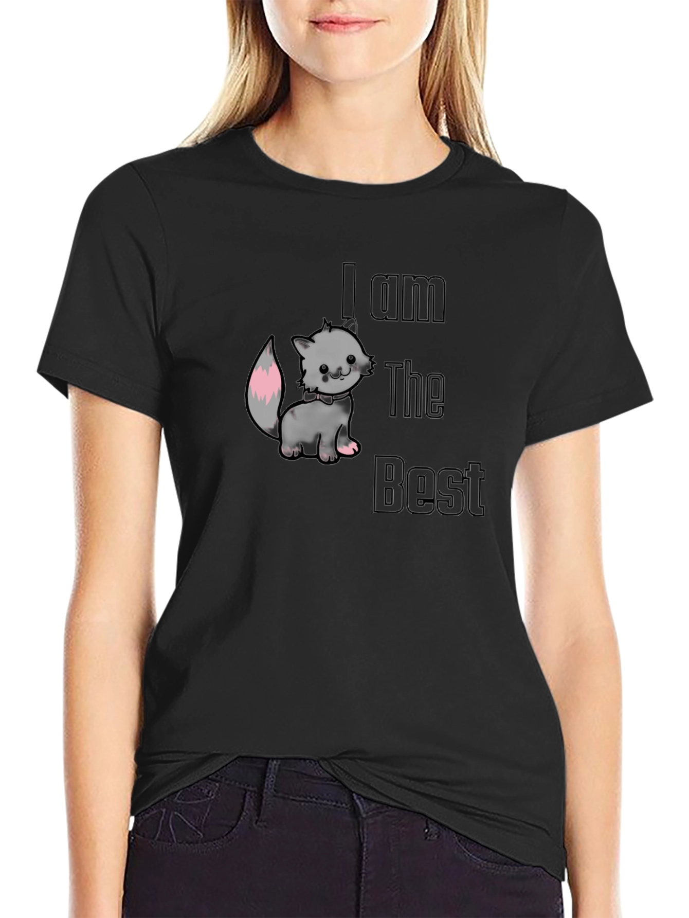 Black I Am The Best Kitten T-Shirt - Soft Cotton Graphic Tee view 2