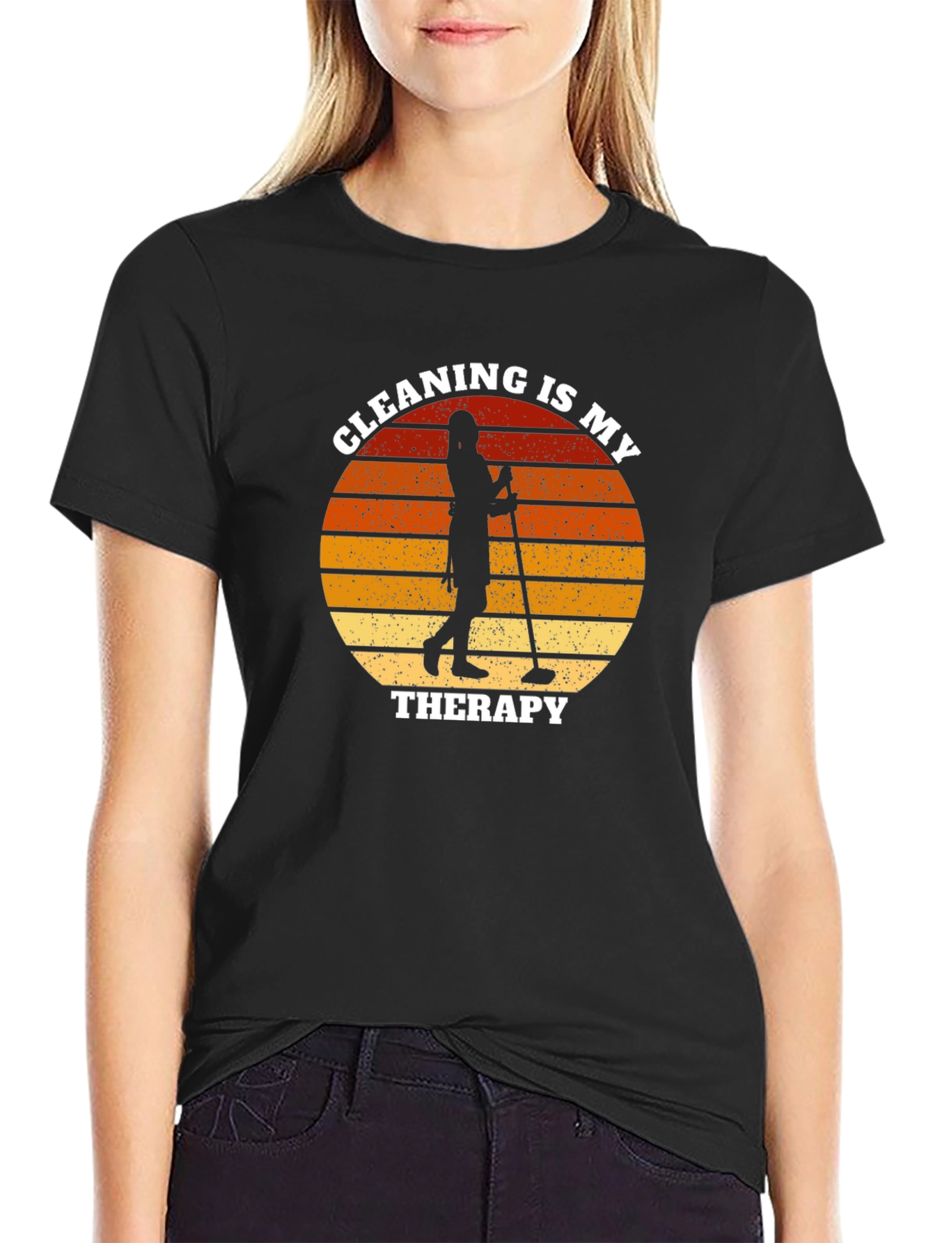 Black Cleaning Therapy Graphic T-Shirt view 2