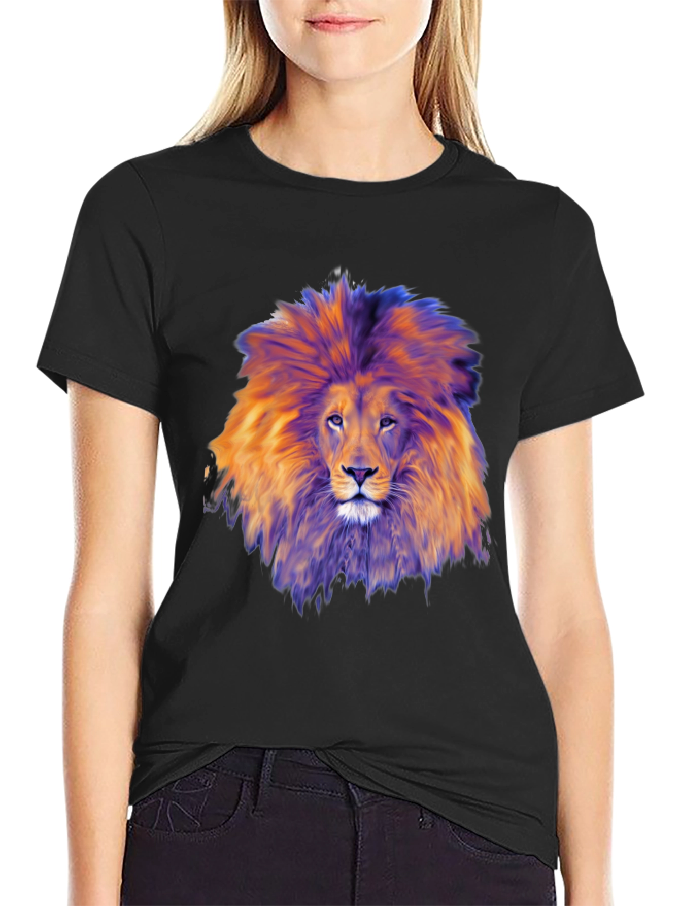 Black Lion Graphic Black T-Shirt view 2