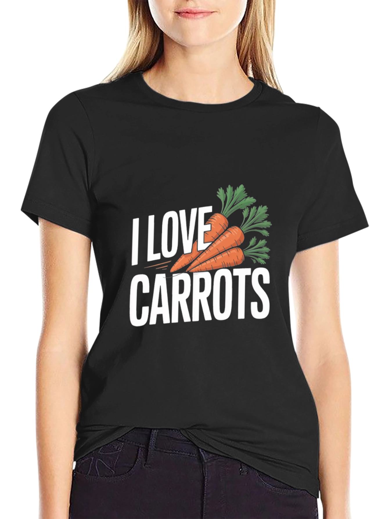 Black I Love Carrots T-Shirt - Black Carrot Lover Tee view 2