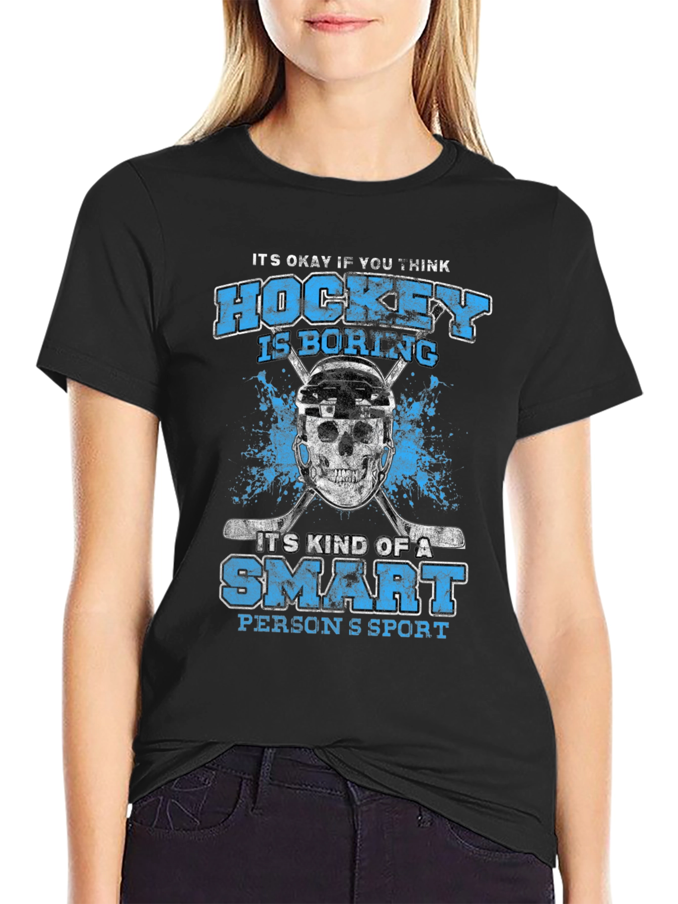 Black Hockey is a Smart Person's Sport T-Shirt view 2