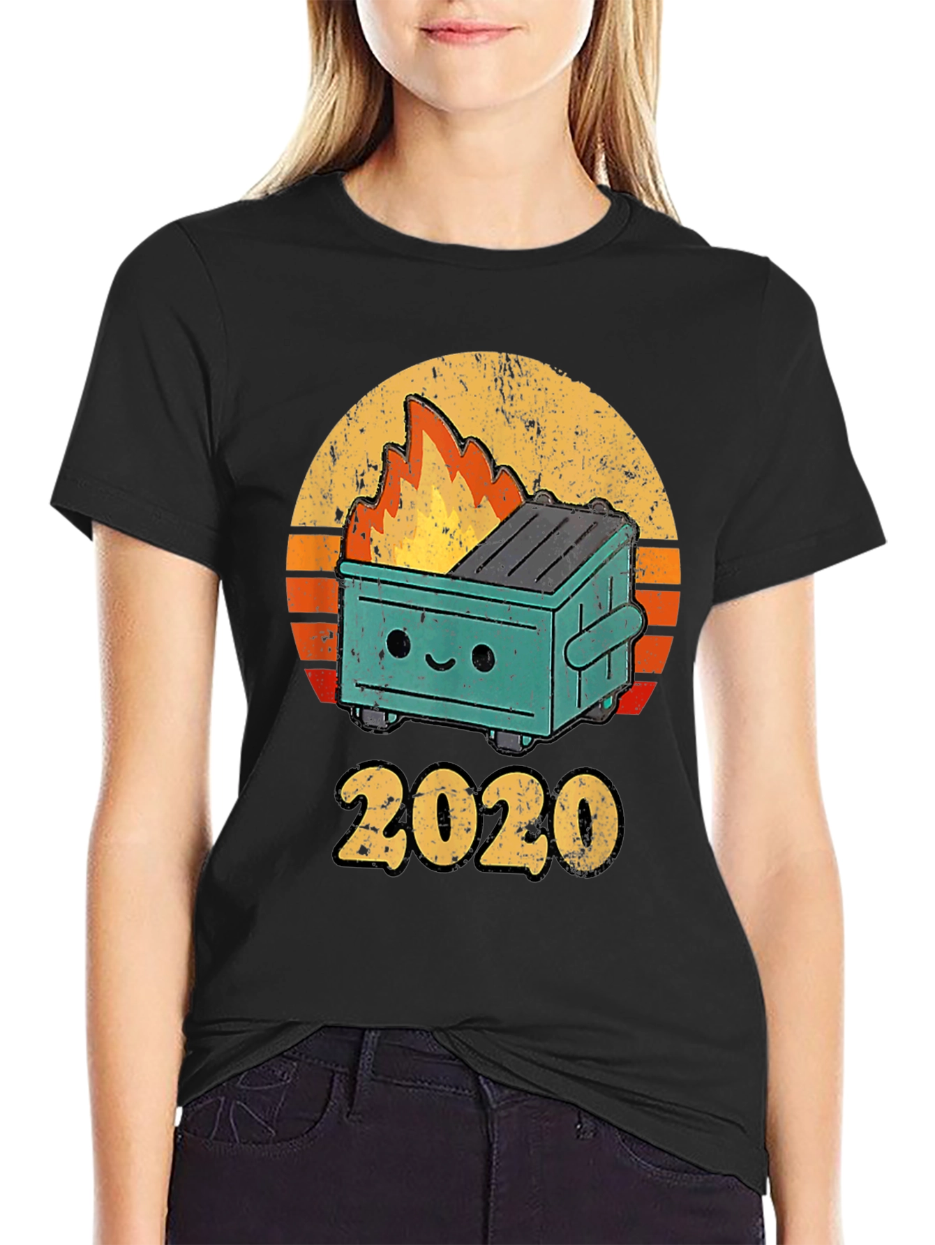 Black 2020 Dumpster Fire T-Shirt view 2