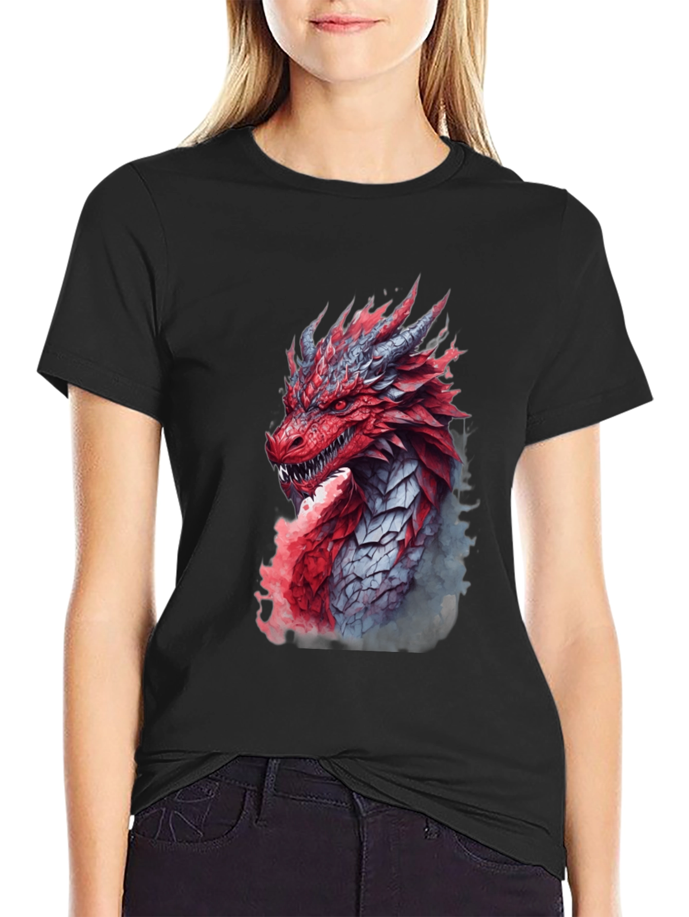 Black Dragon Graphic Print Black T-Shirt view 2